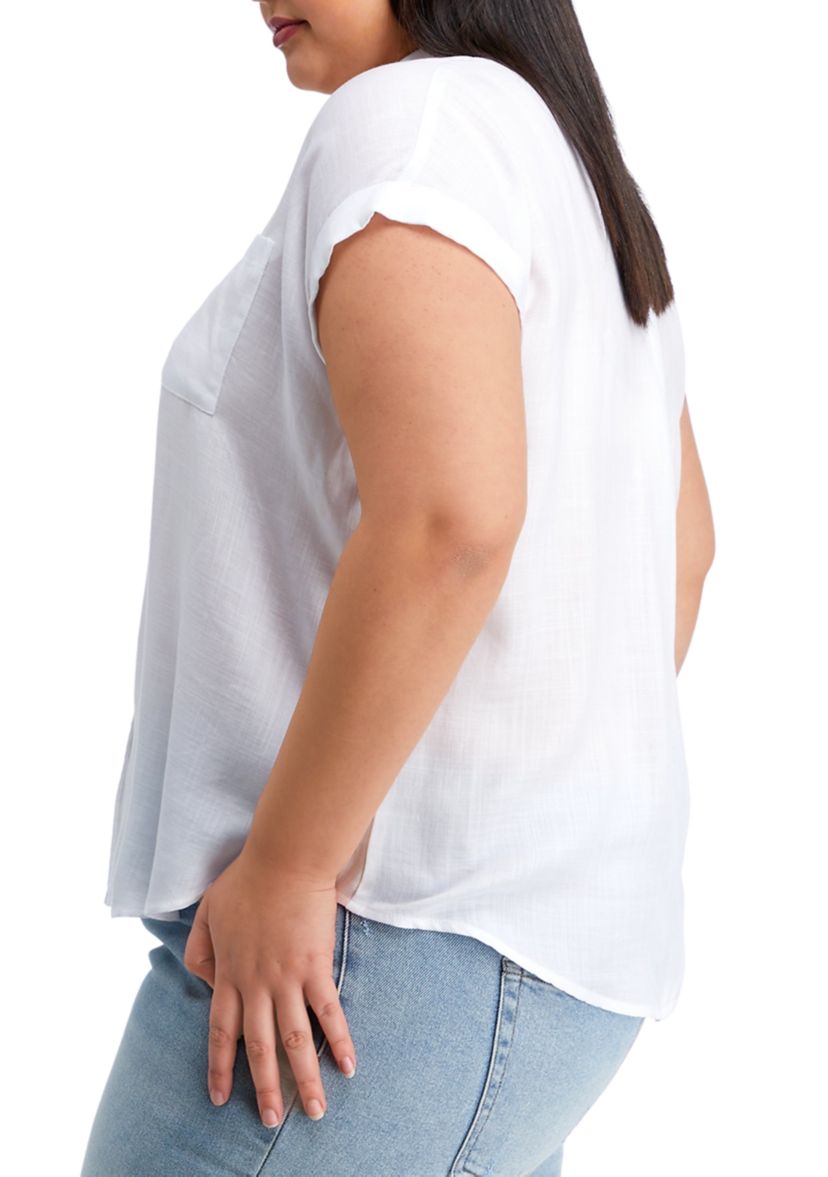 Plus Size Short Sleeve Camp Shirt