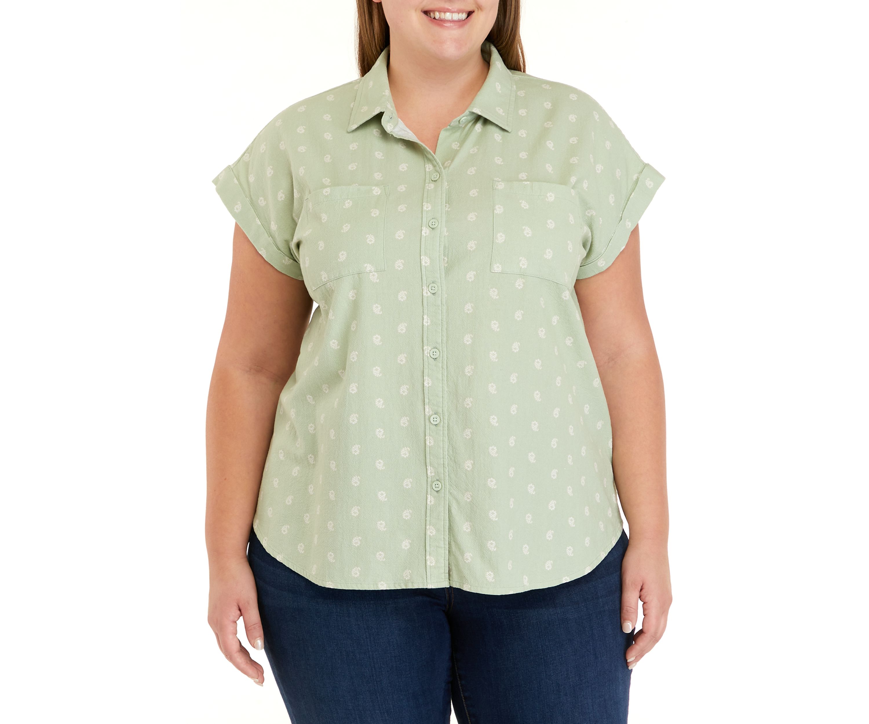 Plus Size Short Sleeve Camp Printed Shirt