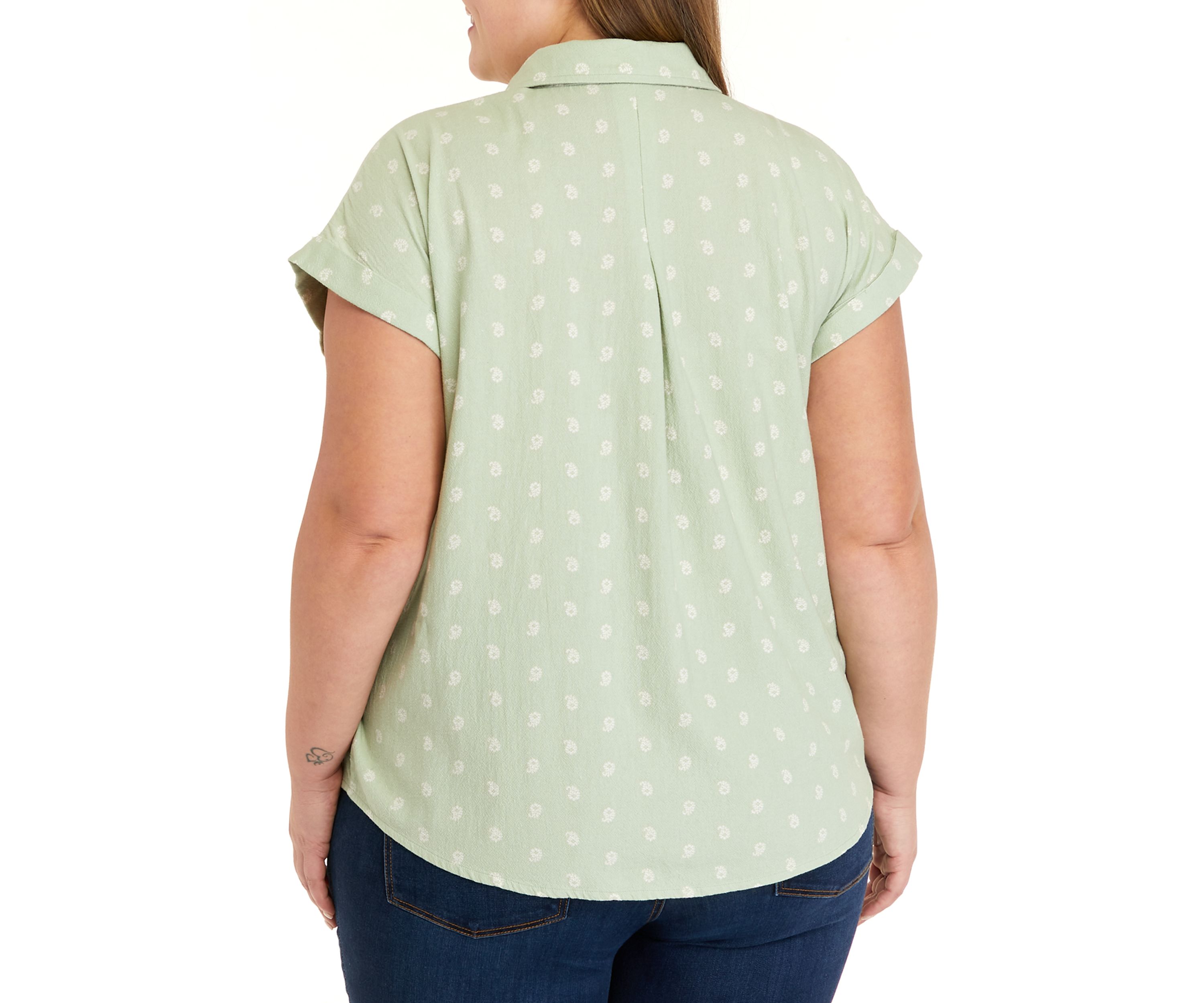 Plus Size Short Sleeve Camp Printed Shirt