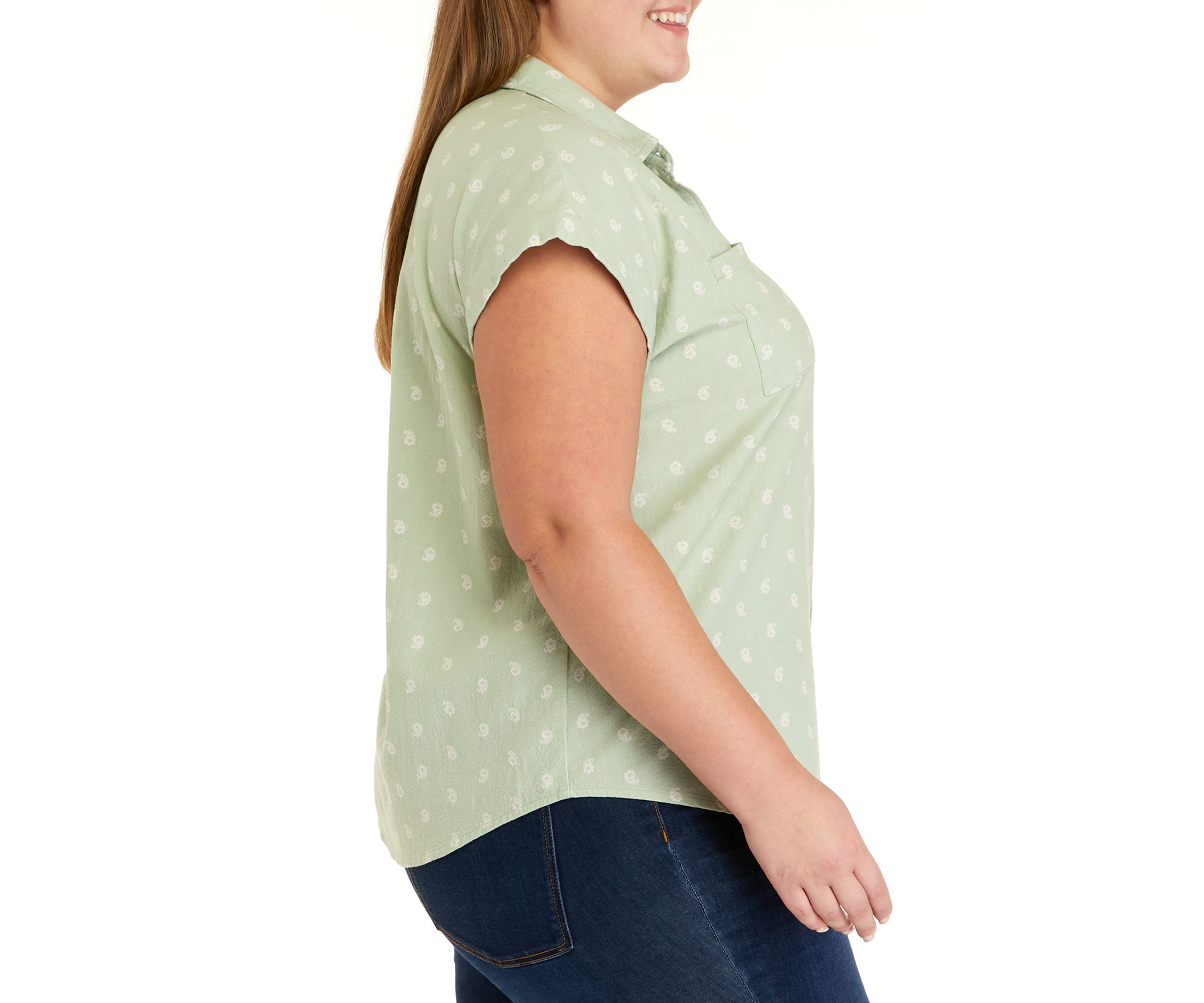 Plus Size Short Sleeve Camp Printed Shirt