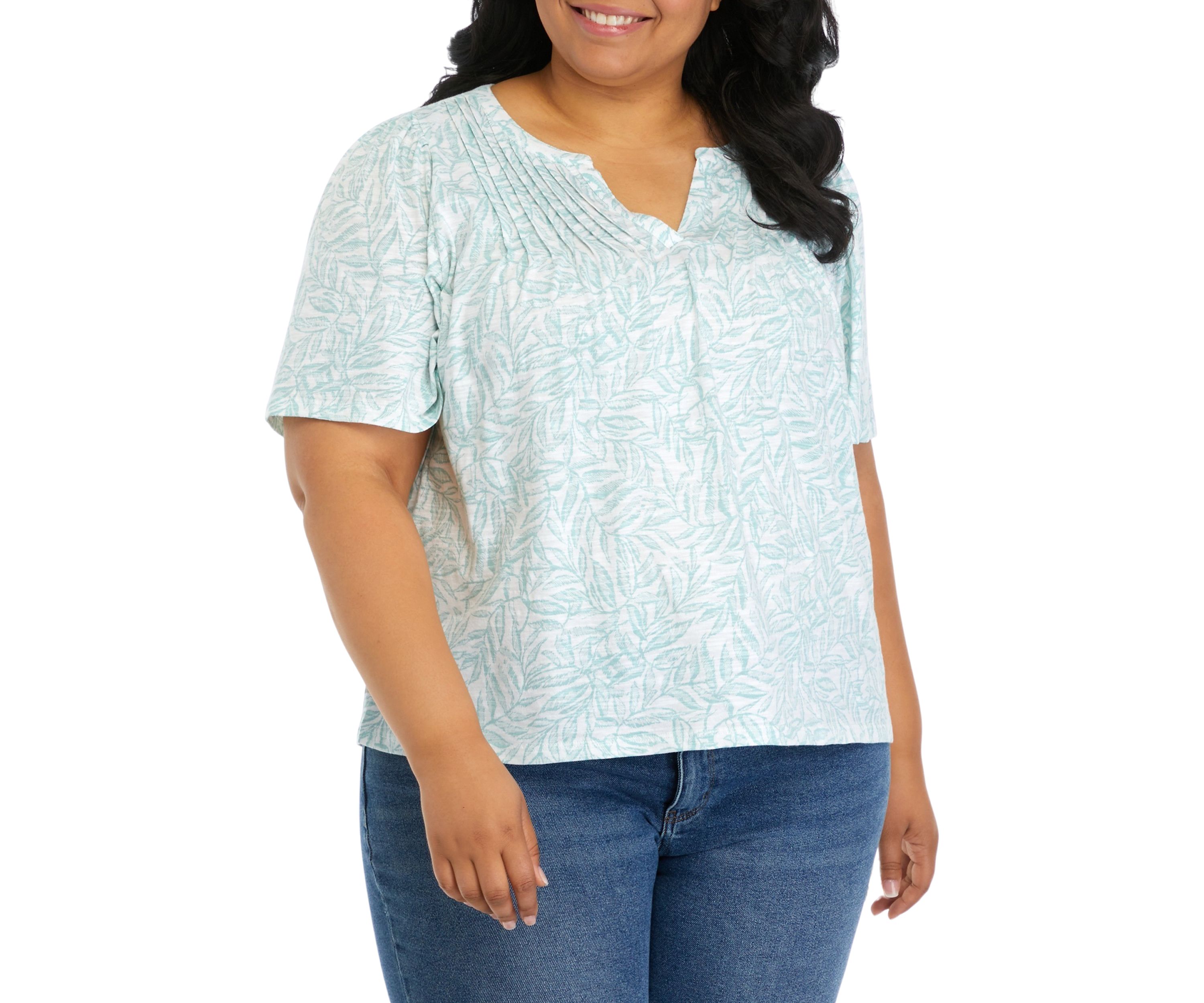 Plus Size Short Sleeve Pintuck Top