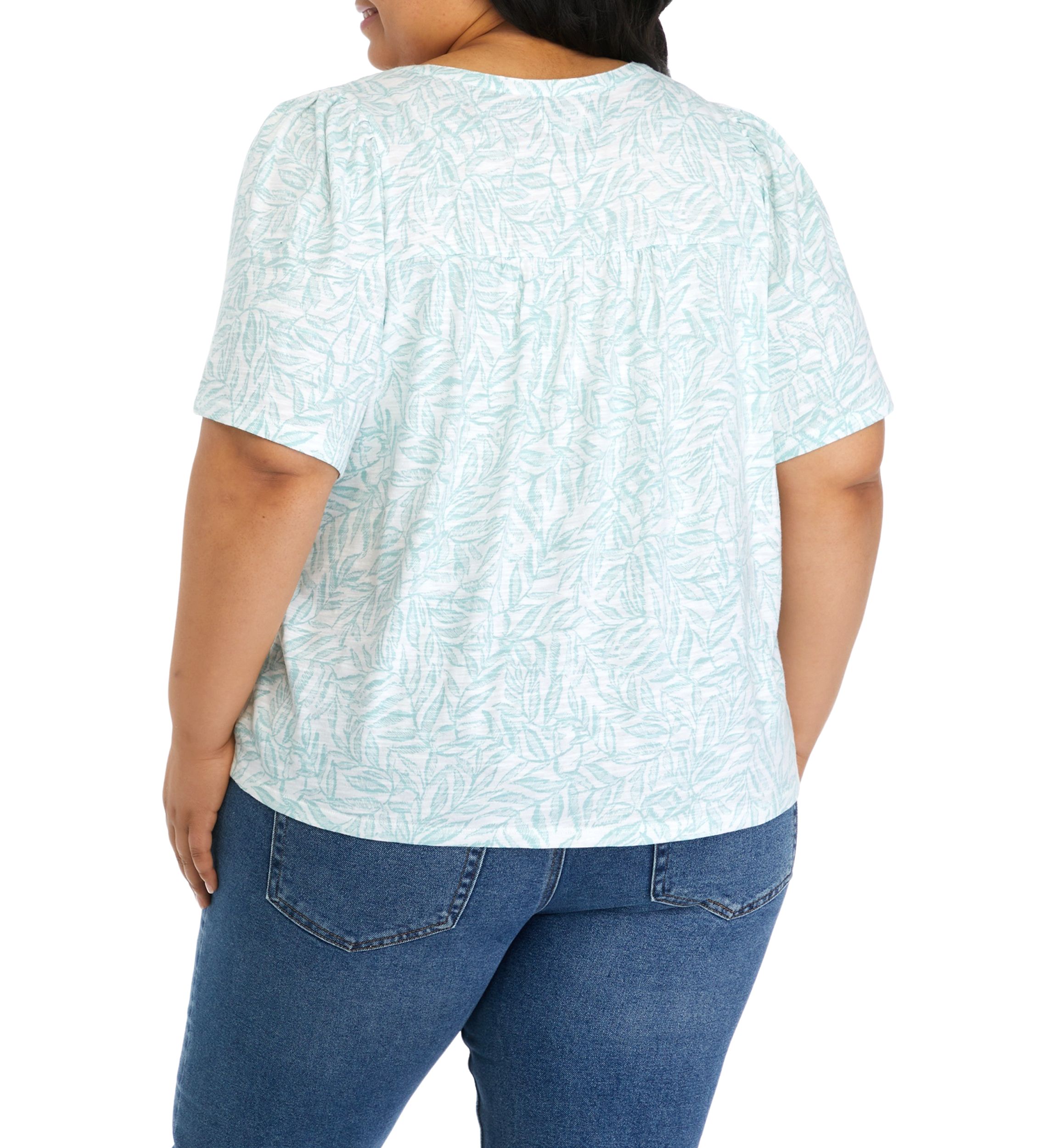 Plus Size Short Sleeve Pintuck Top