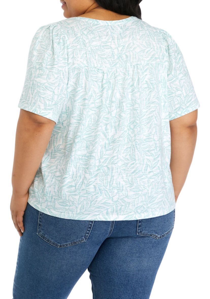 Plus Size Short Sleeve Pintuck Top