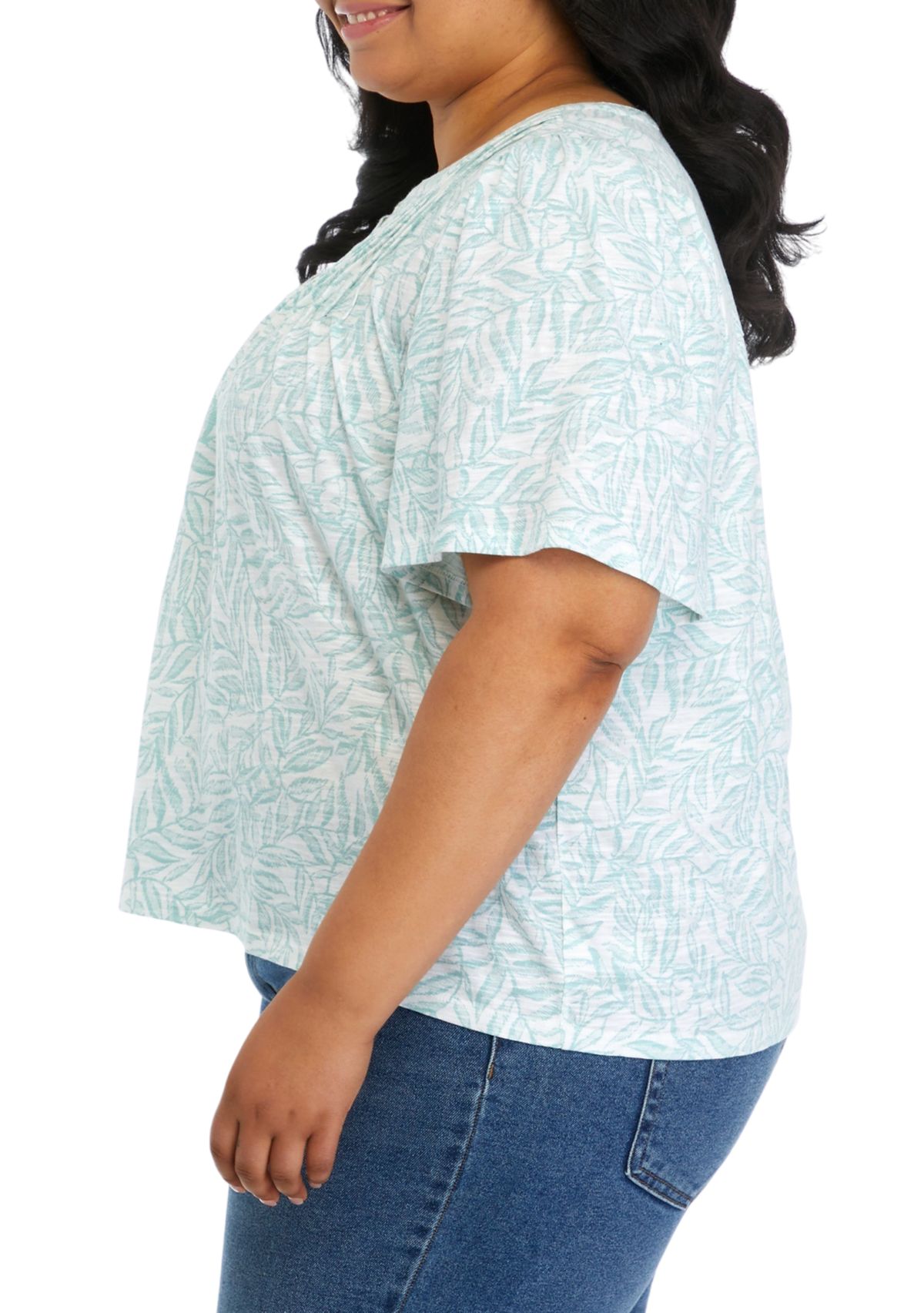 Plus Size Short Sleeve Pintuck Top