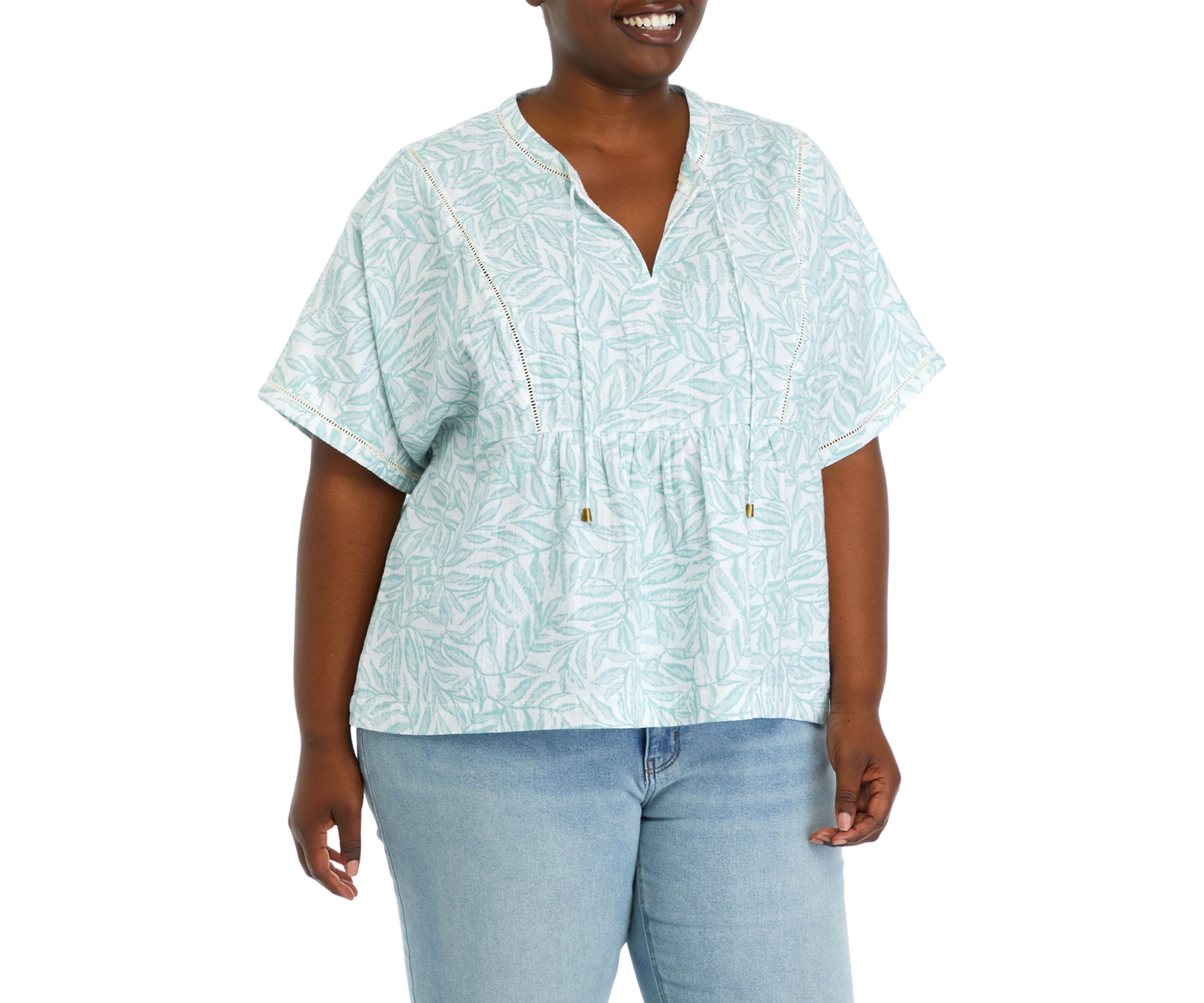 Plus Size Relaxed Gauze Printed Top