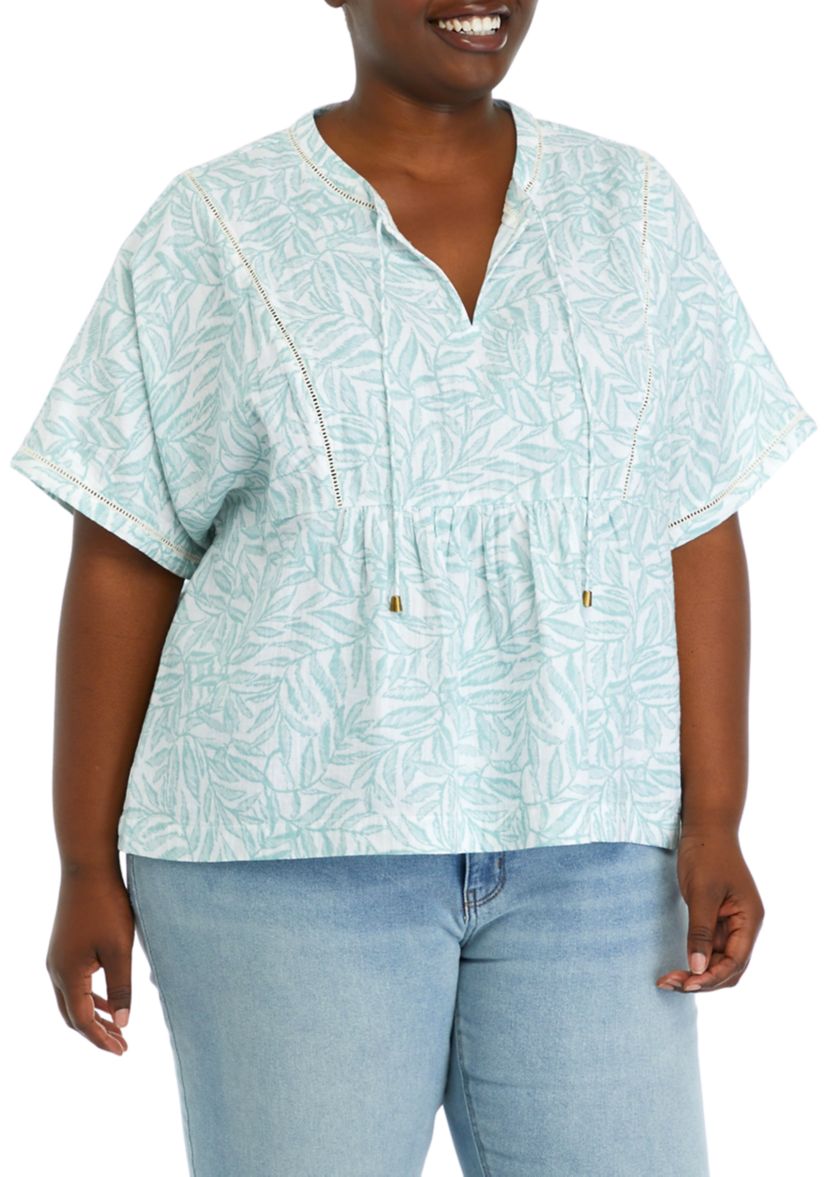 Plus Size Relaxed Gauze Printed Top