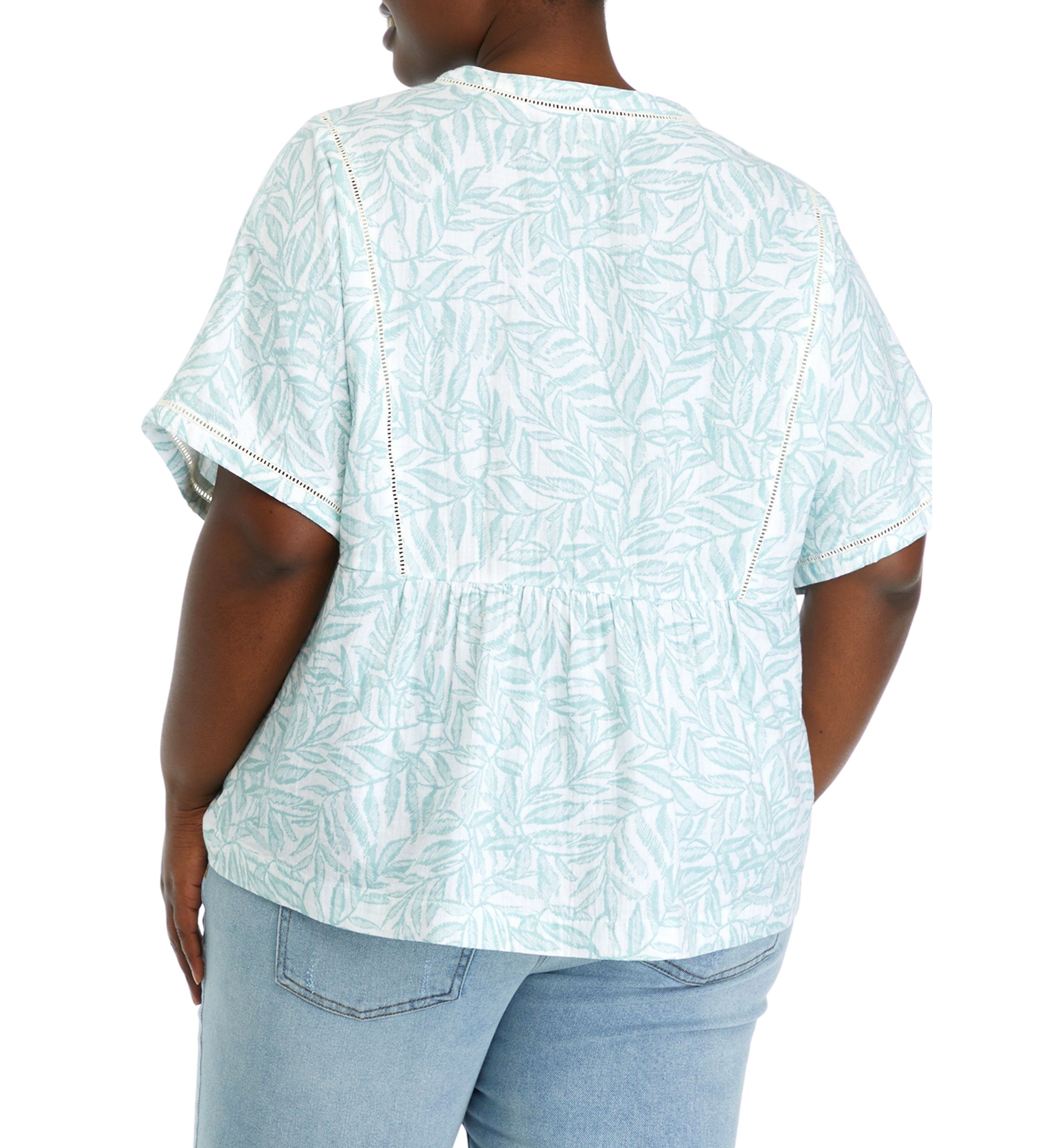 Plus Size Relaxed Gauze Printed Top