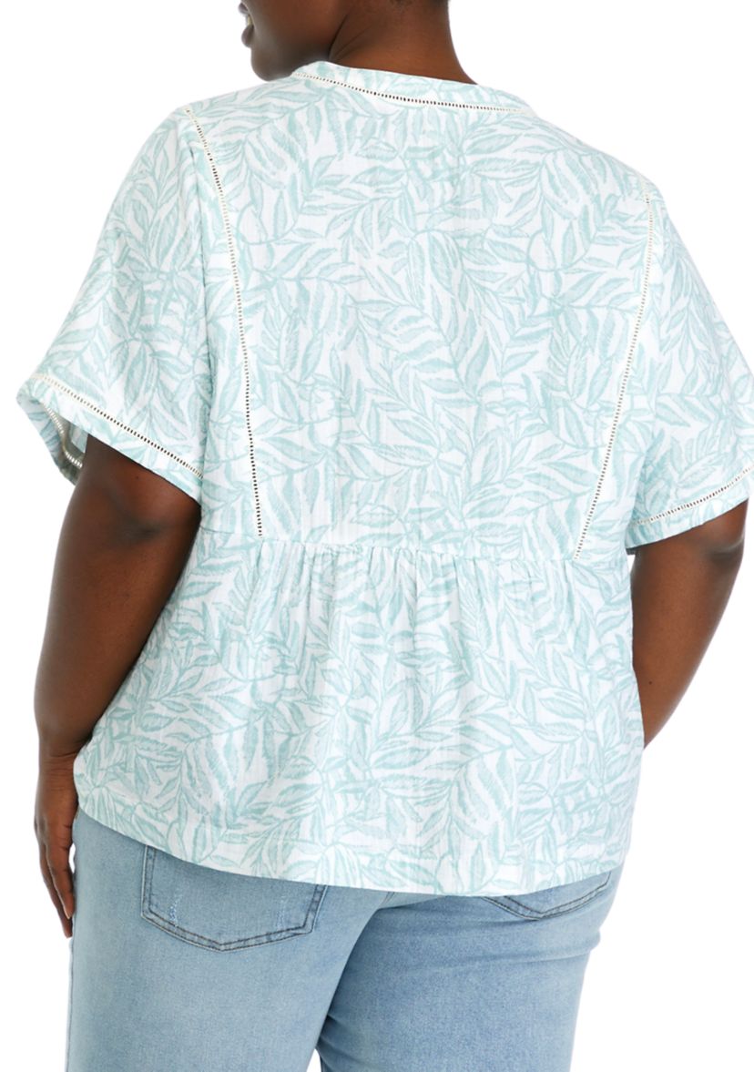 Plus Size Relaxed Gauze Printed Top