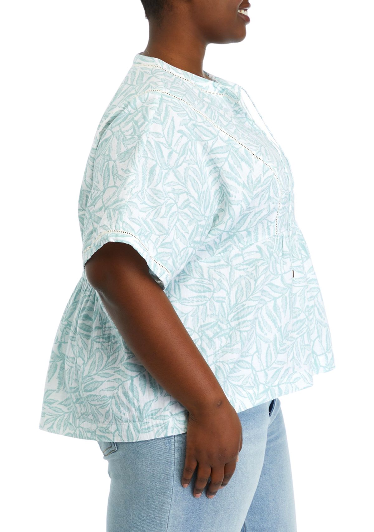 Plus Size Relaxed Gauze Printed Top