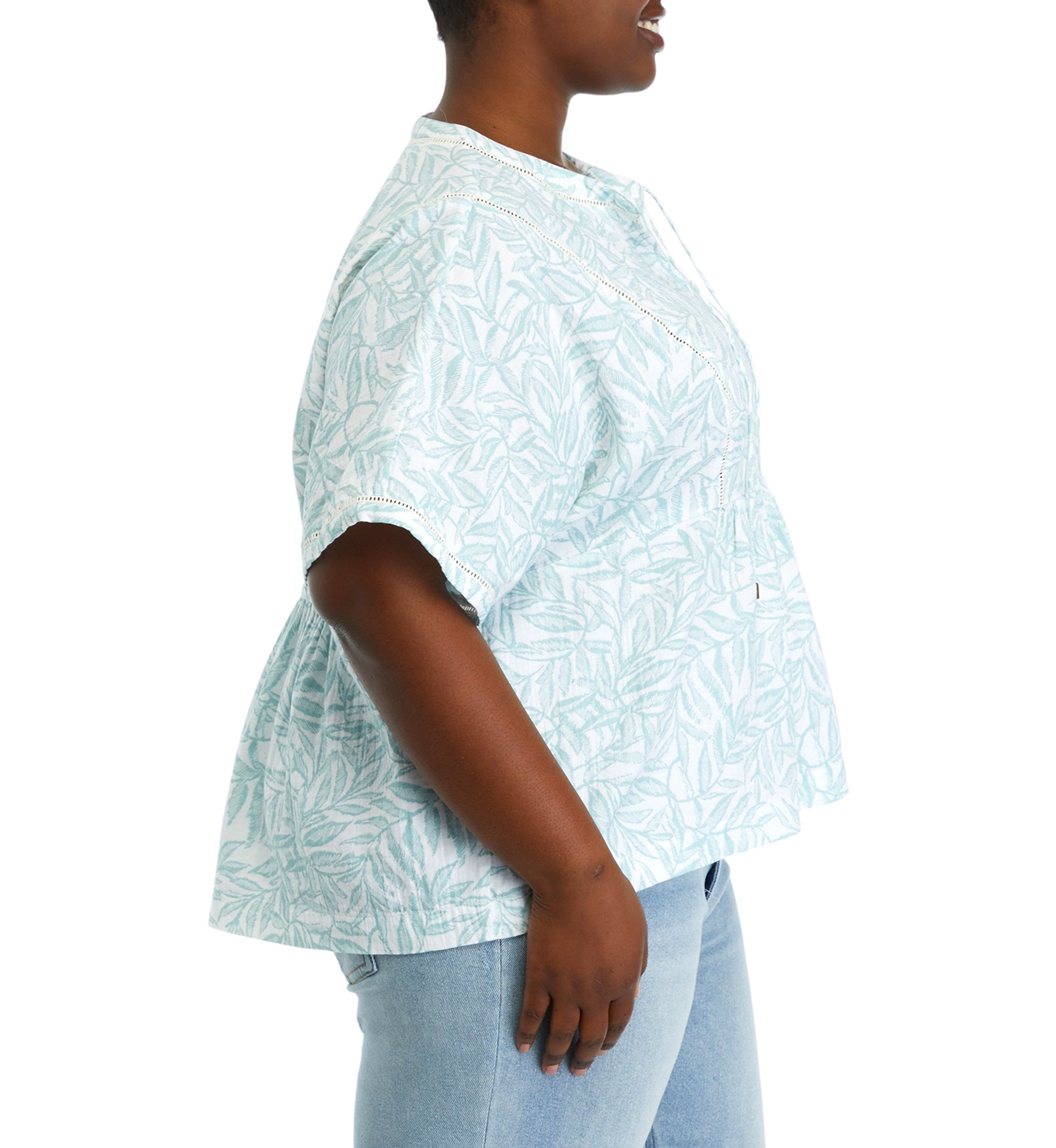Plus Size Relaxed Gauze Printed Top