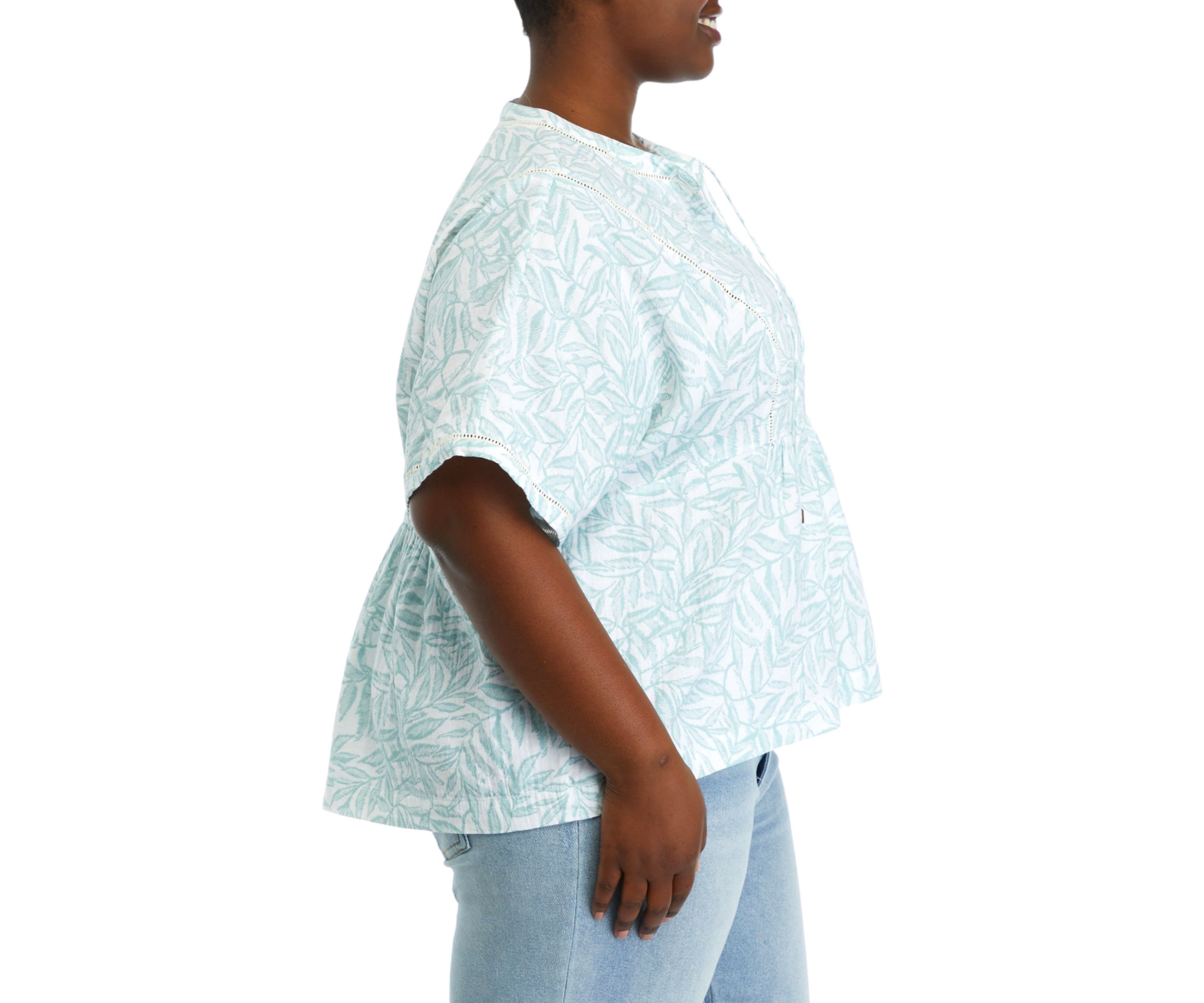 Plus Size Relaxed Gauze Printed Top