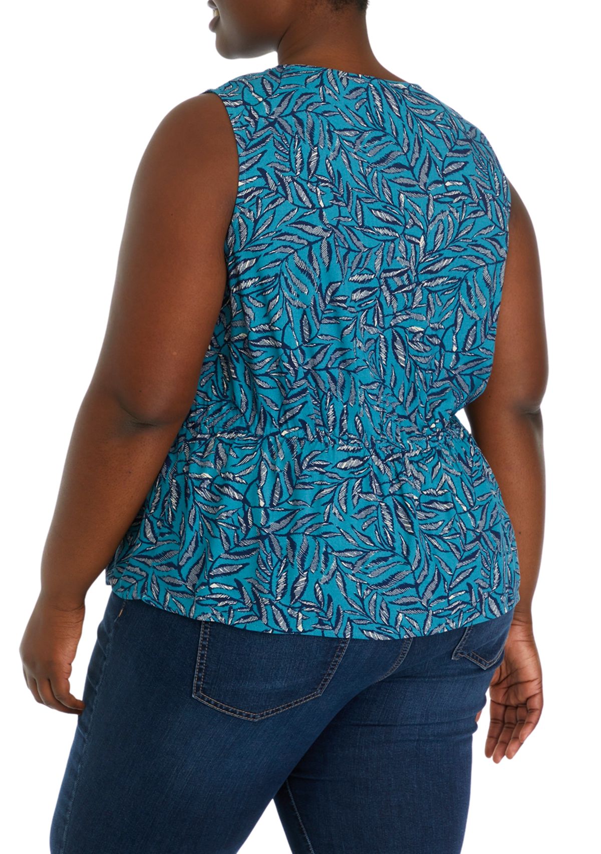 Plus Size Twist Front Print Tank Top