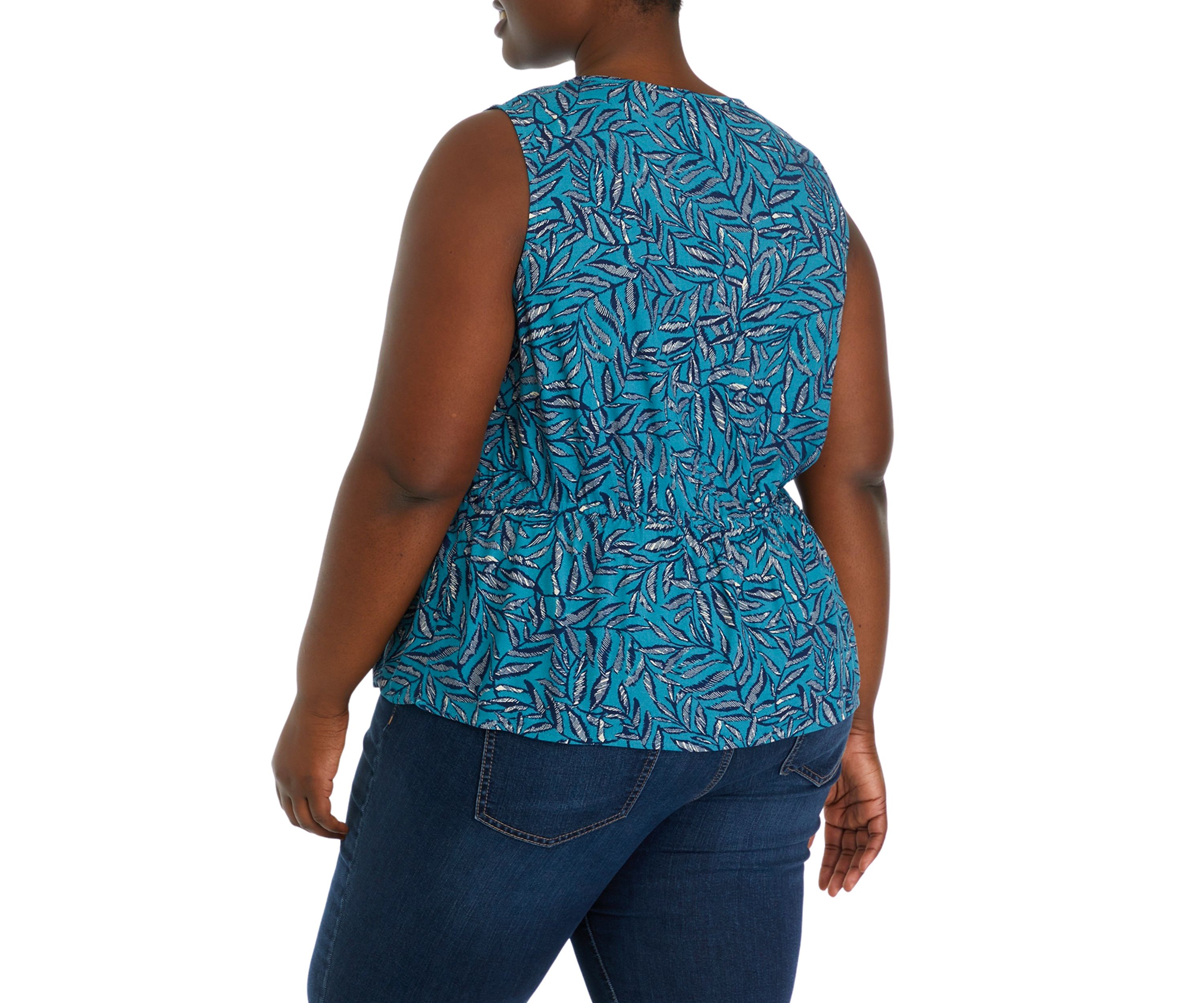 Plus Size Twist Front Print Tank Top