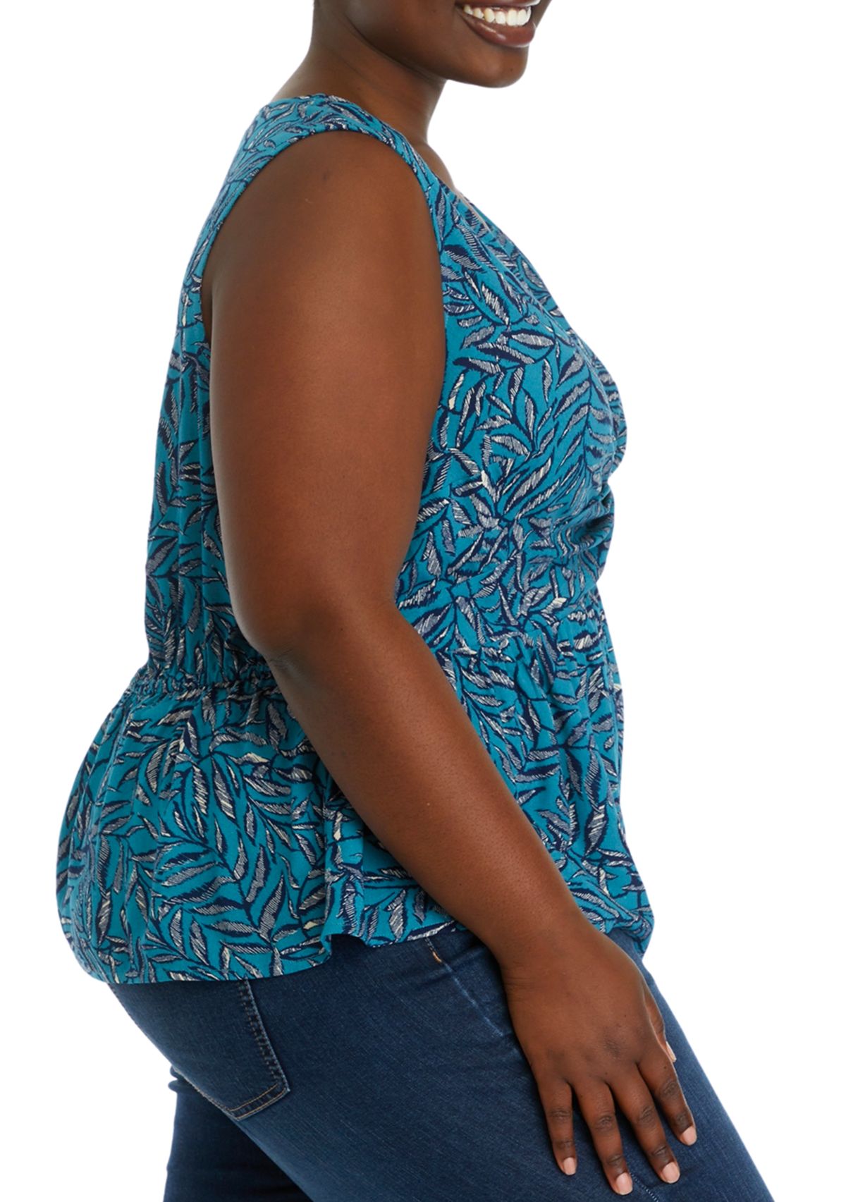 Plus Size Twist Front Print Tank Top