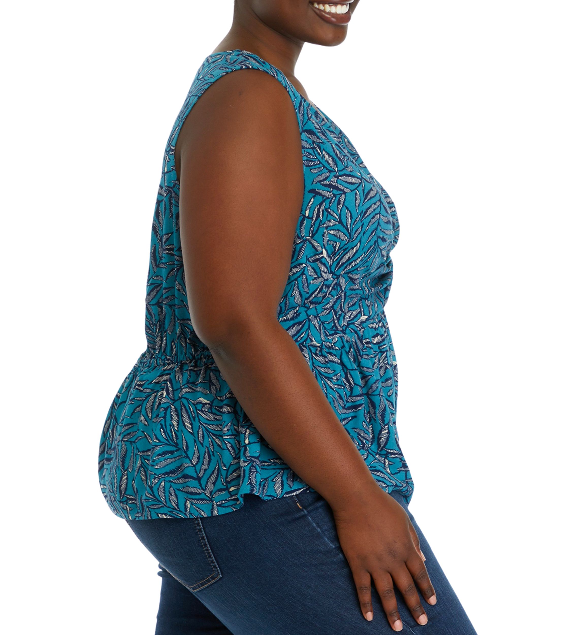 Plus Size Twist Front Print Tank Top