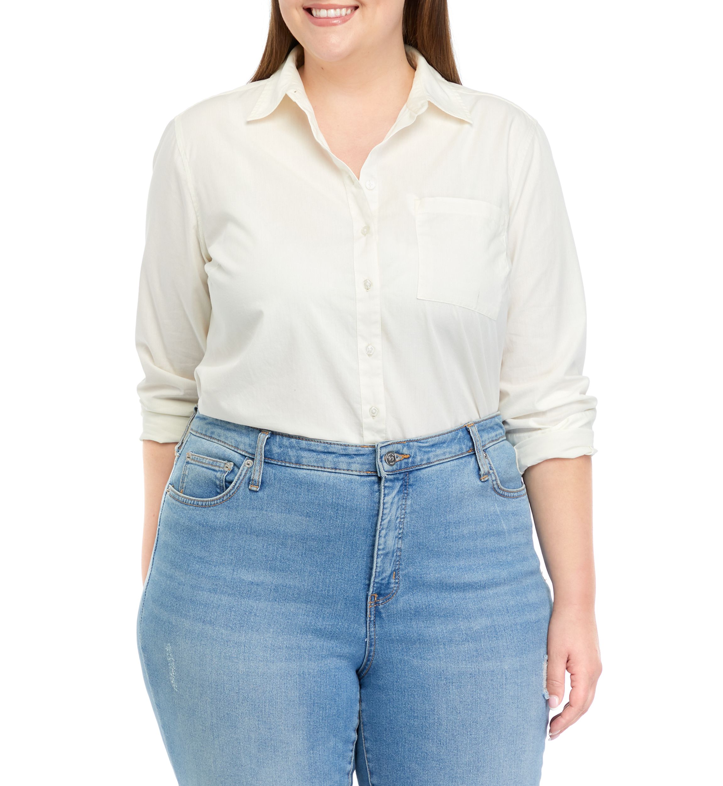 Plus Size Classic Solid Shirt