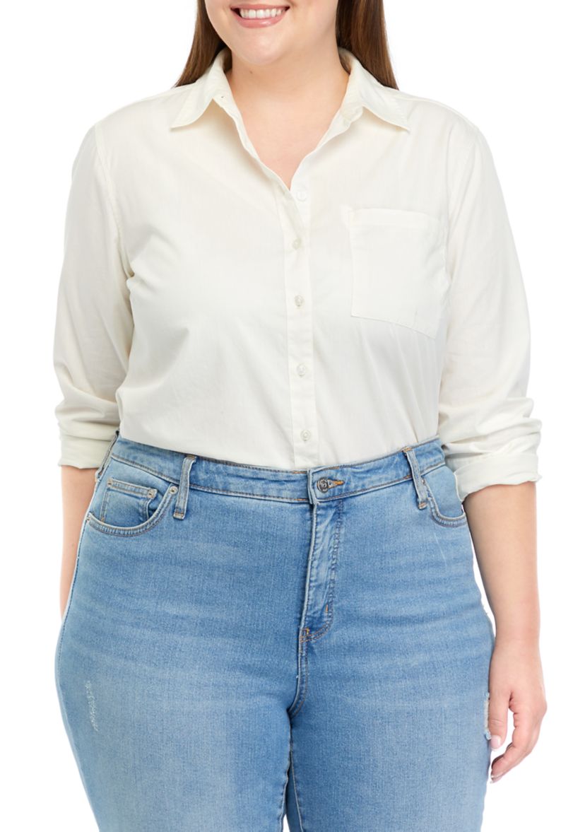 Plus Size Classic Solid Shirt