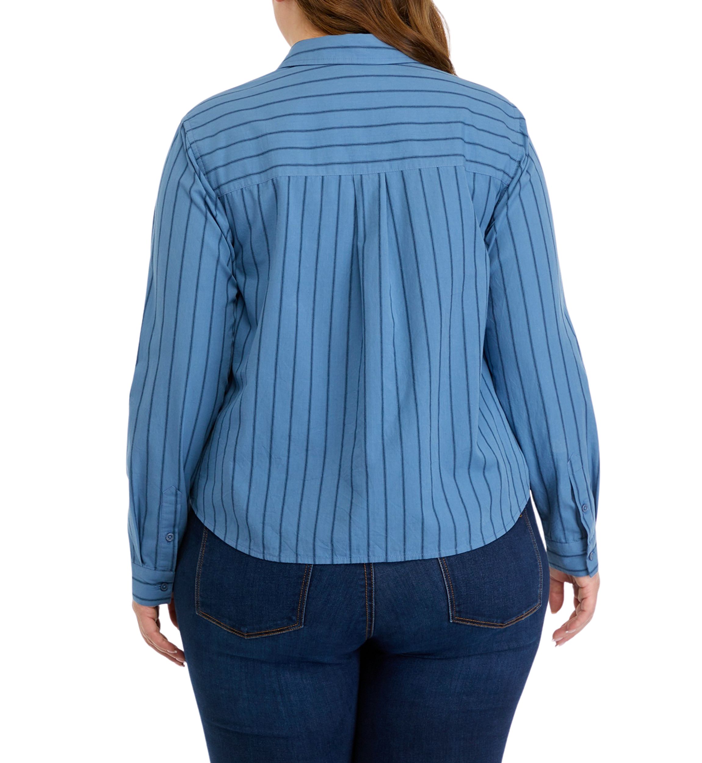 Plus Size Classic Striped Button Down Top