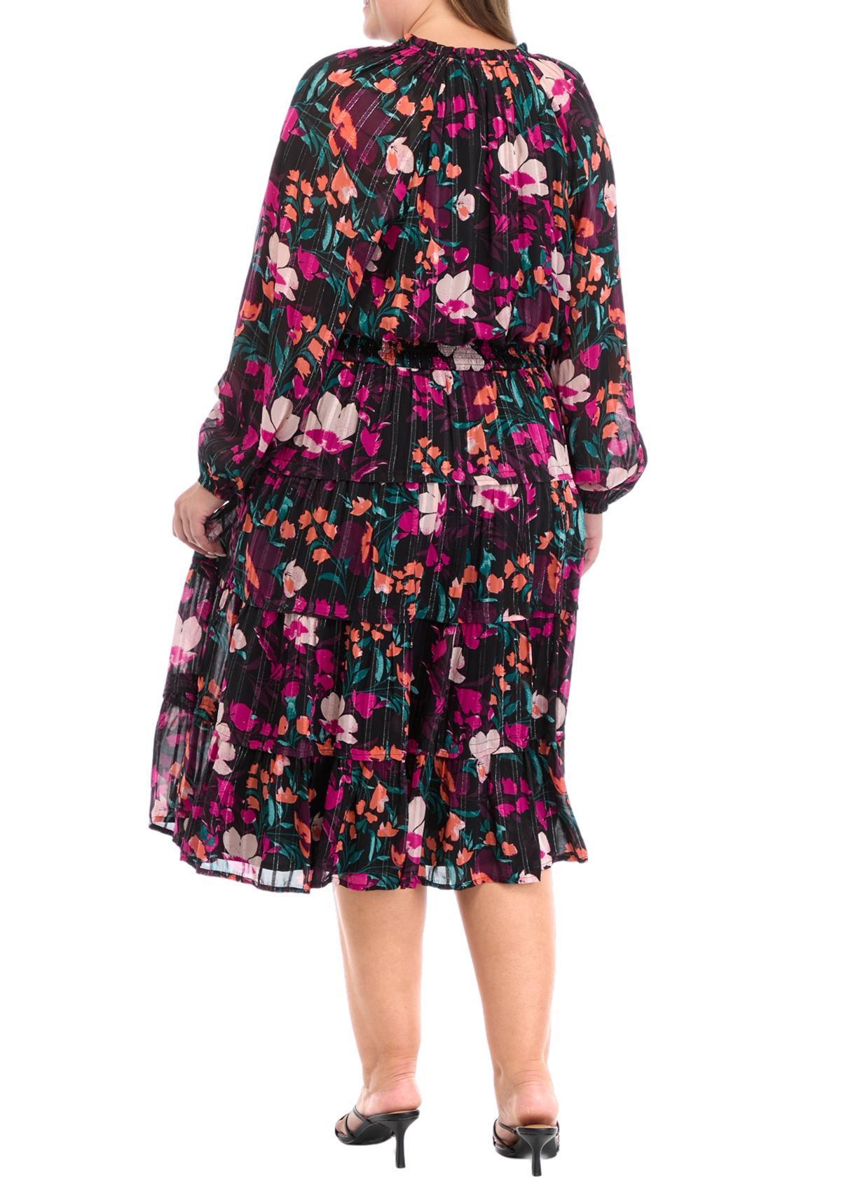 Plus Size Smock Waist Midi Dress