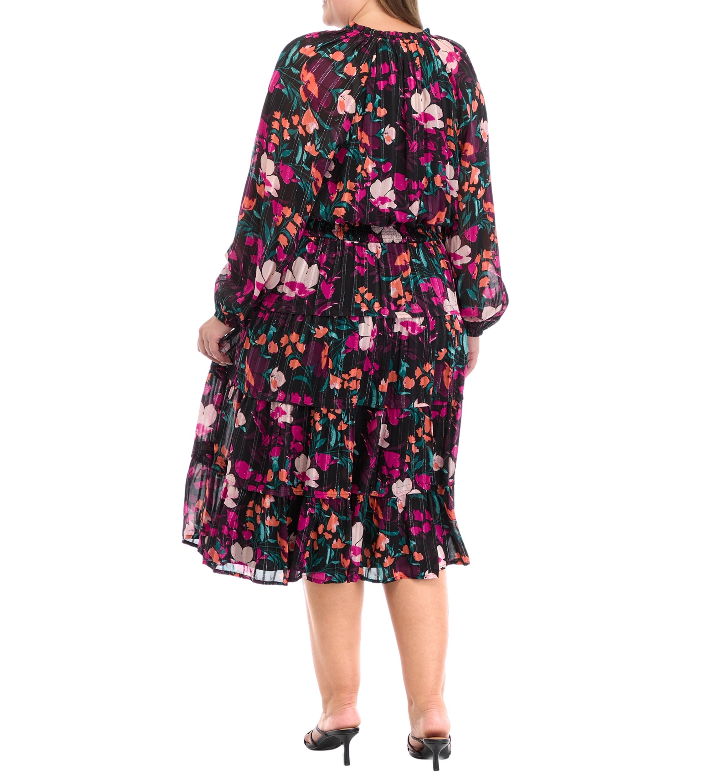 Plus Size Smock Waist Midi Dress