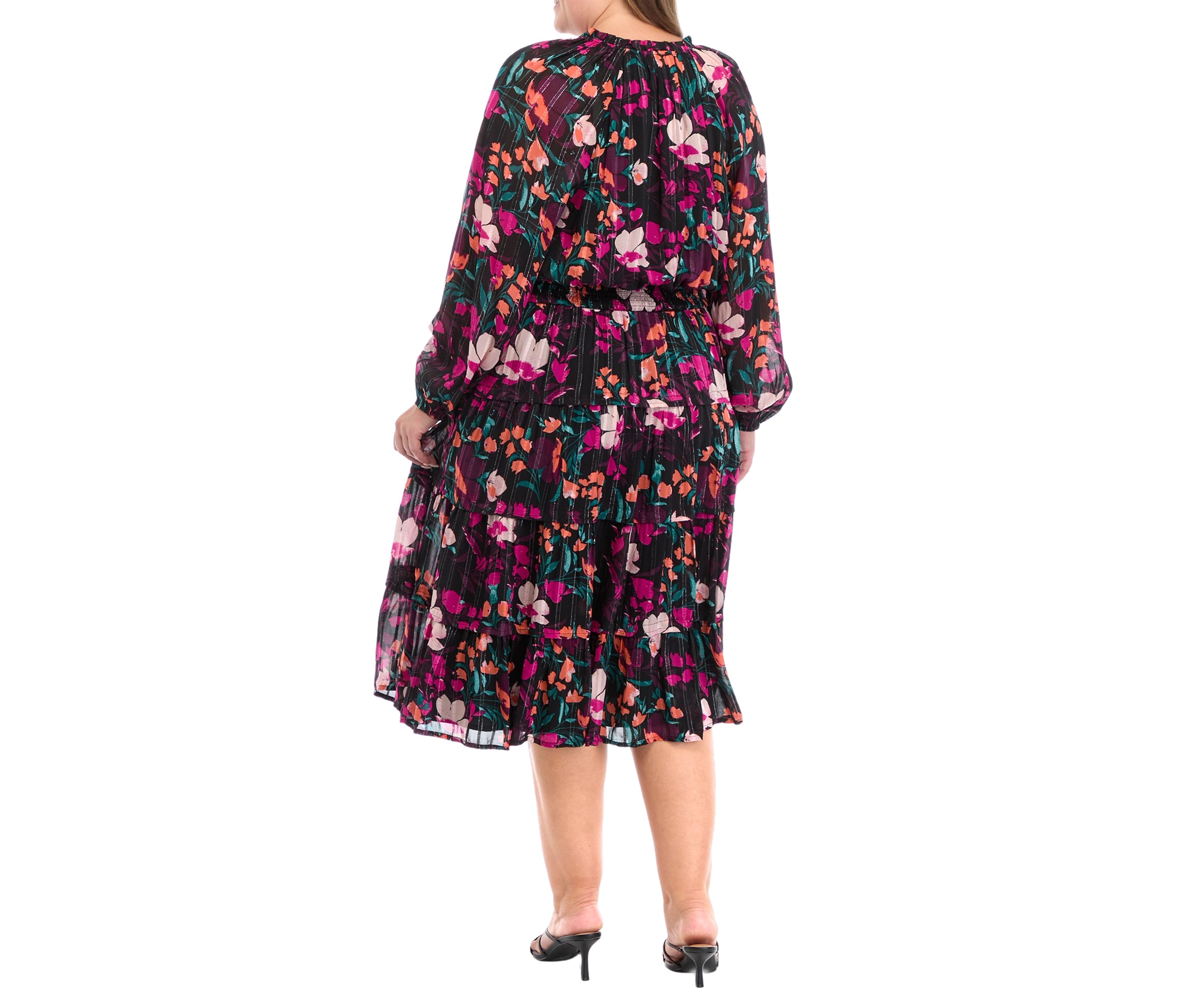 Plus Size Smock Waist Midi Dress