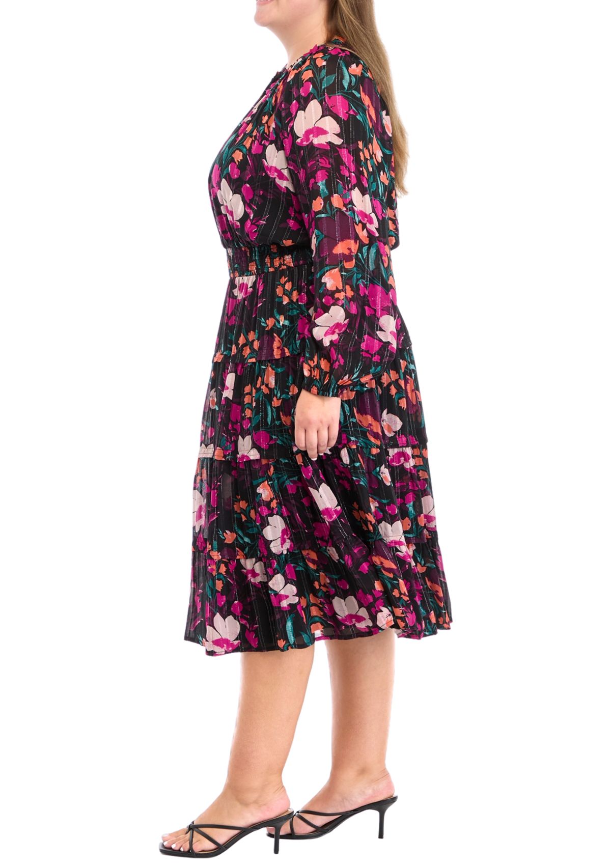 Plus Size Smock Waist Midi Dress