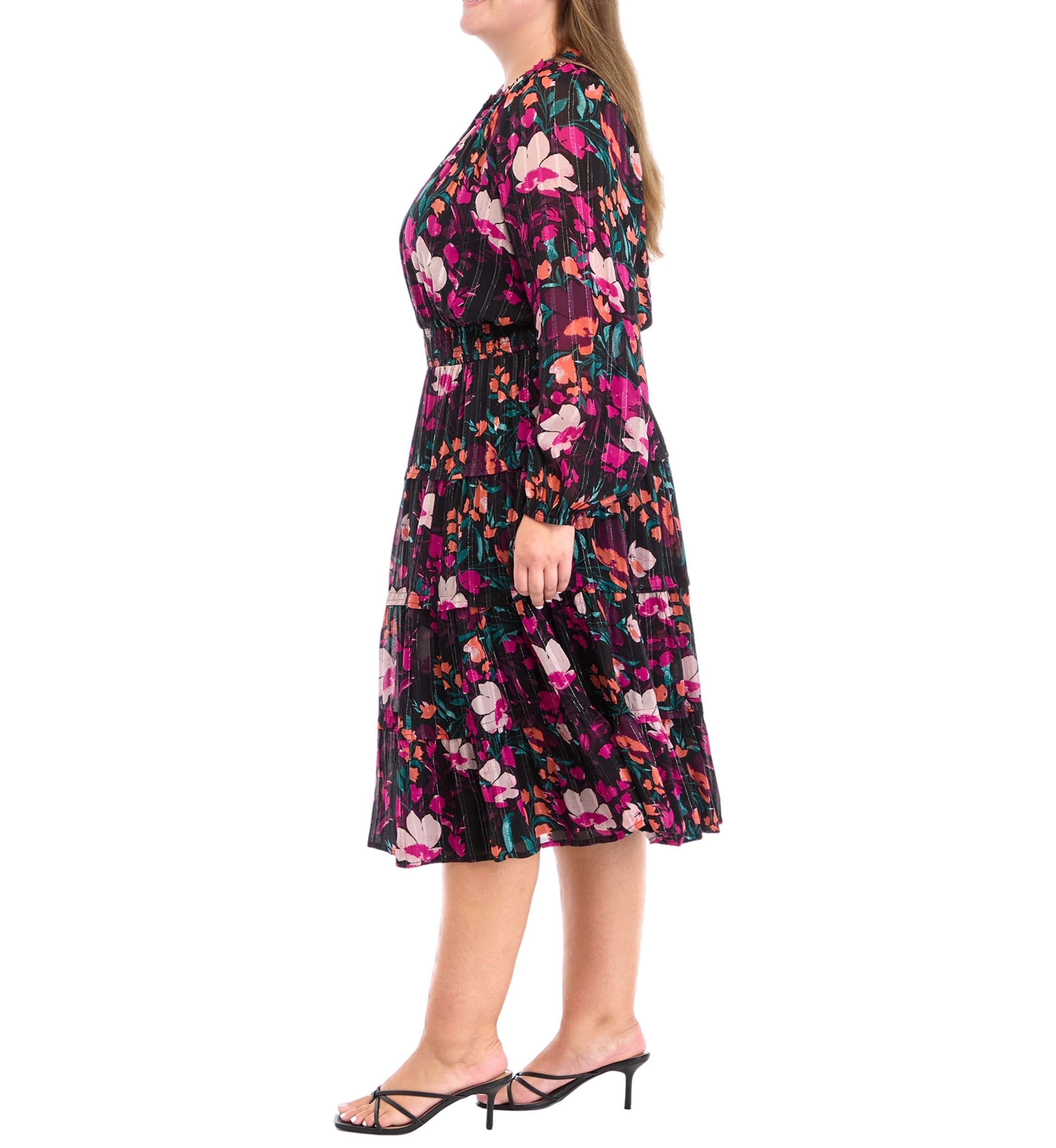 Plus Size Smock Waist Midi Dress