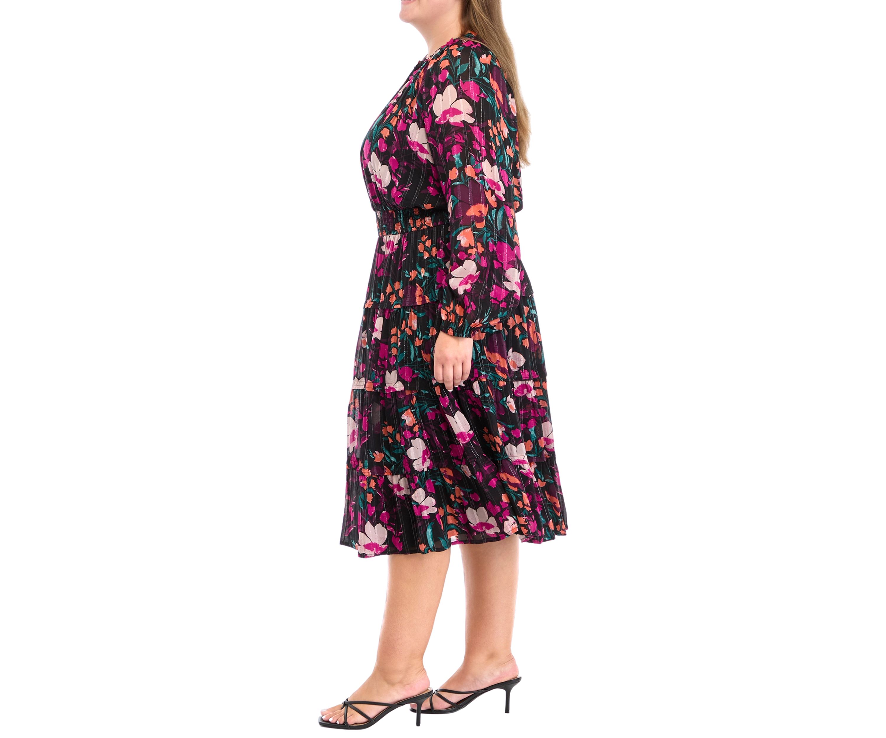 Plus Size Smock Waist Midi Dress