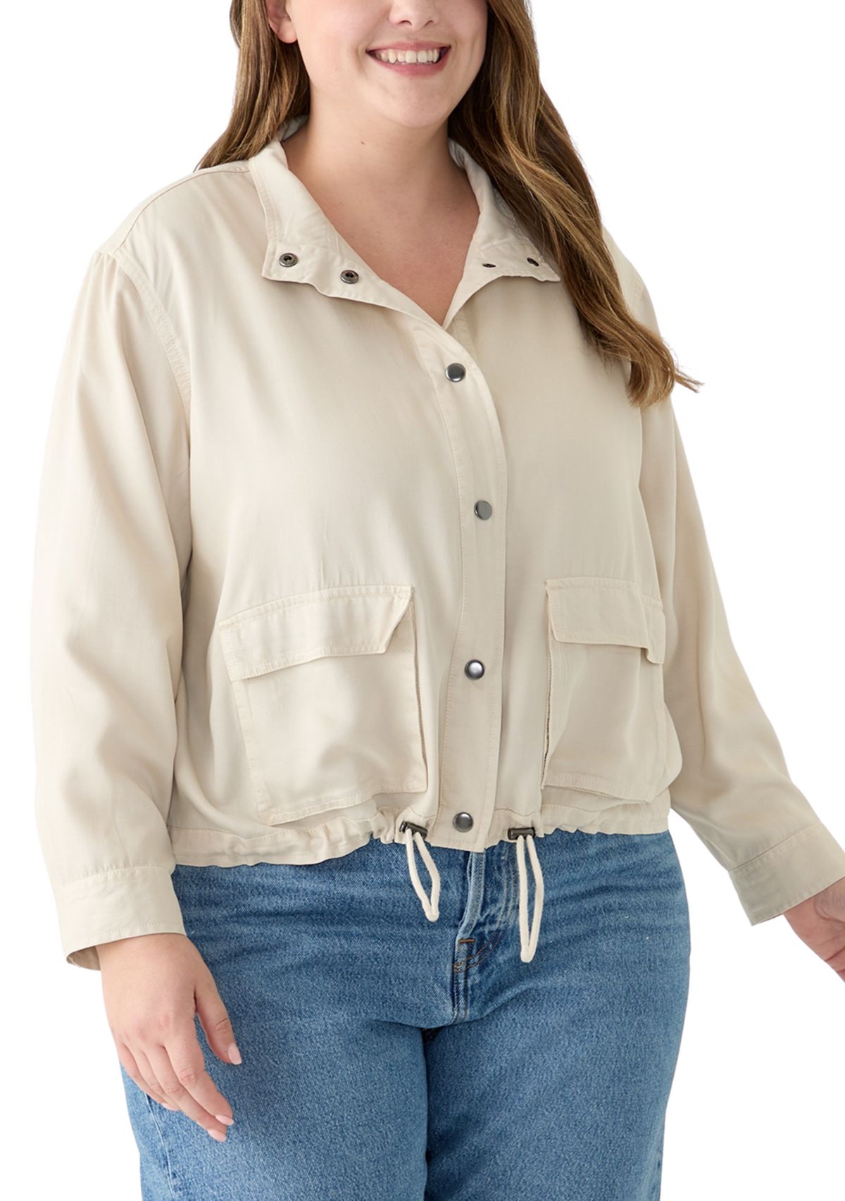 Plus Size Cropped Solid Jacket