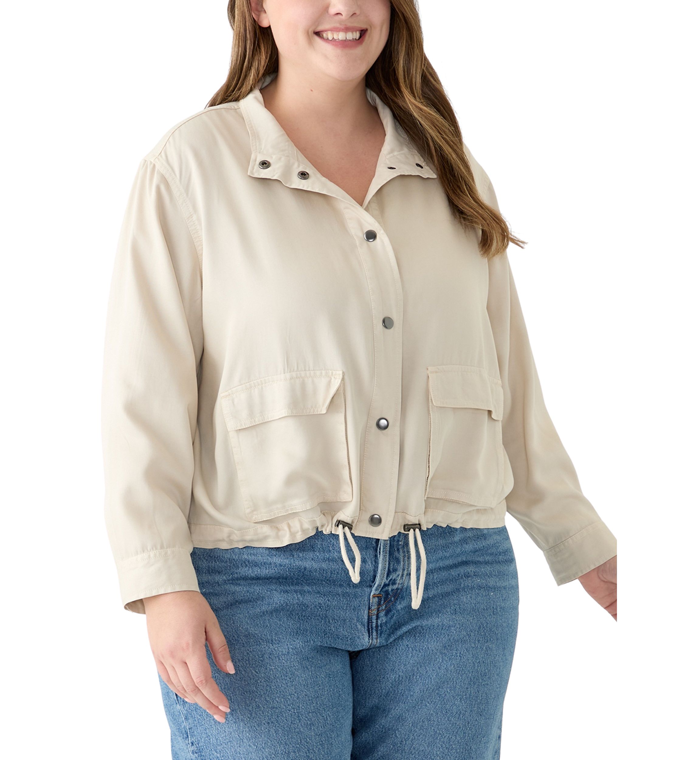 Plus Size Cropped Solid Jacket