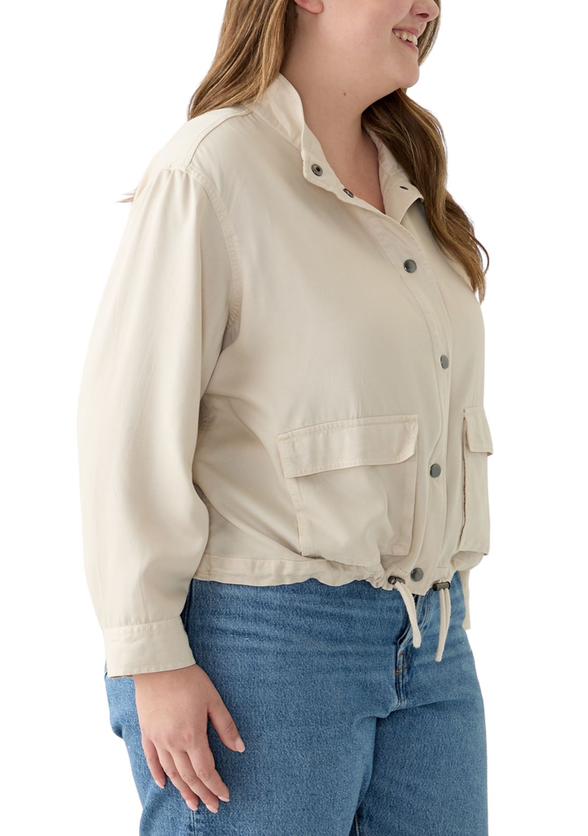 Plus Size Cropped Solid Jacket