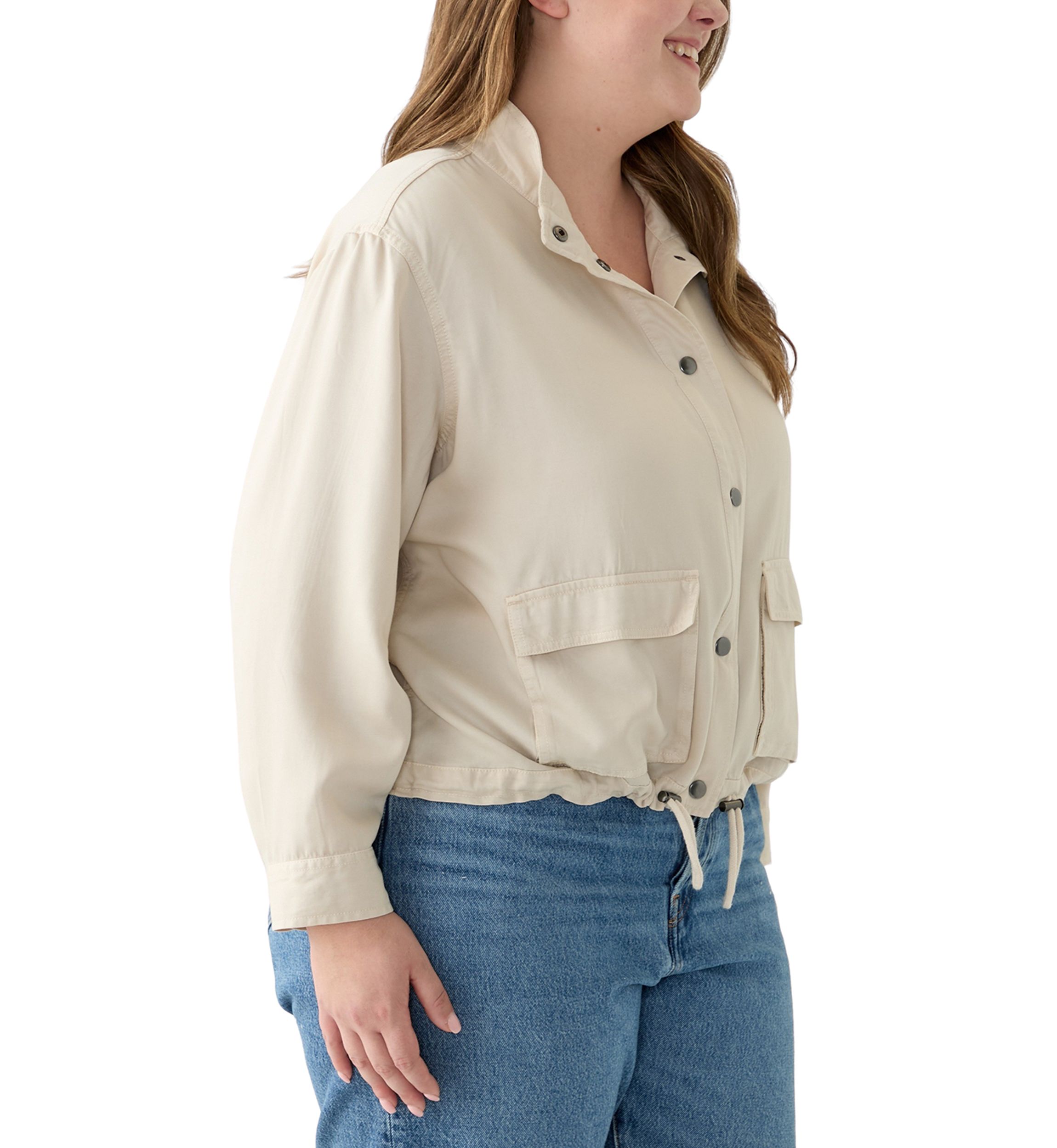 Plus Size Cropped Solid Jacket