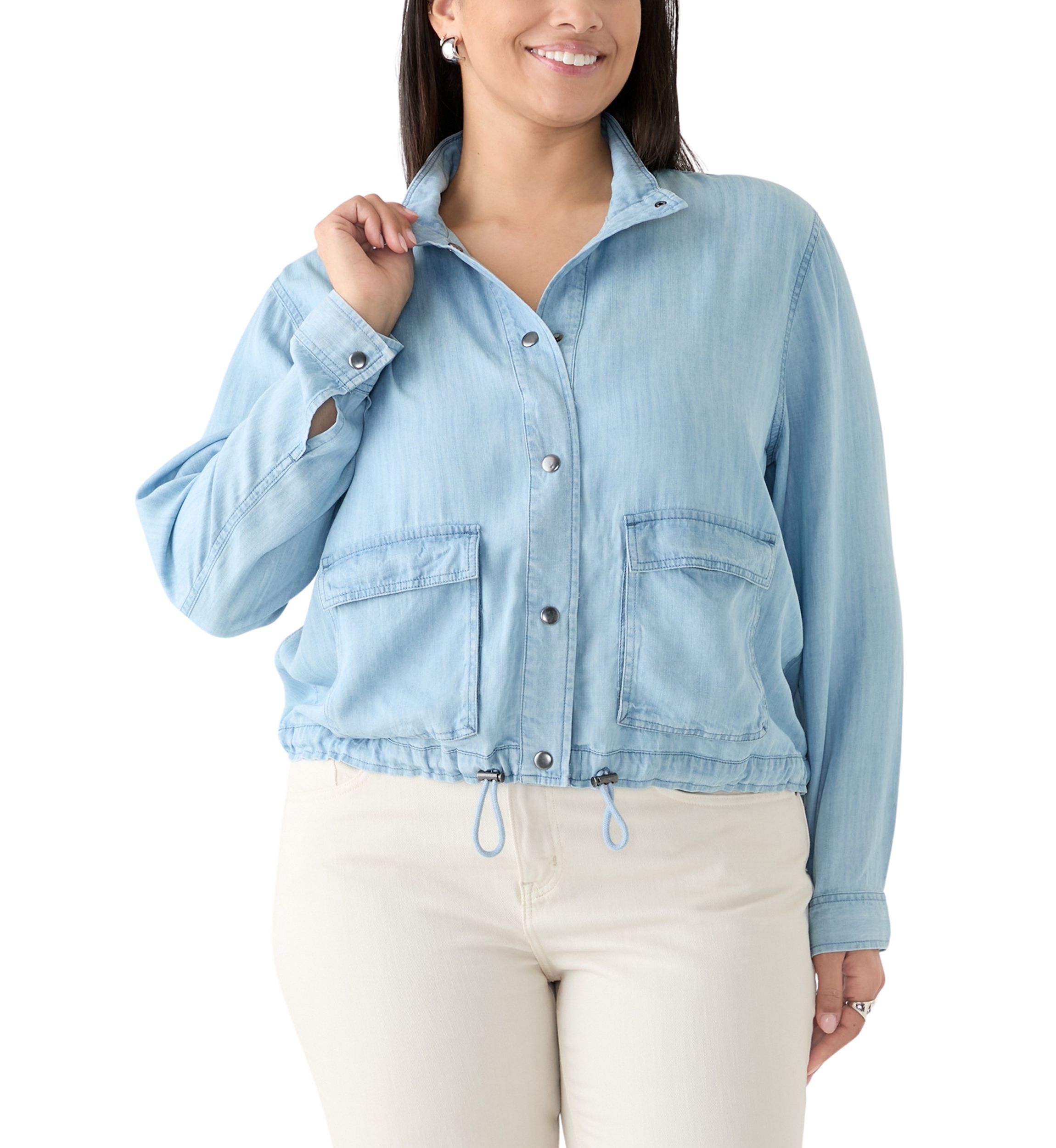 Plus Size Cropped Denim Jacket