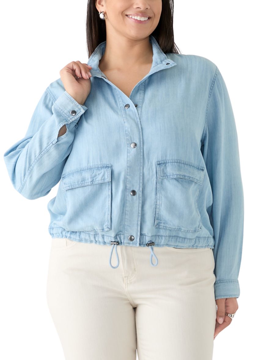 Plus Size Cropped Denim Jacket