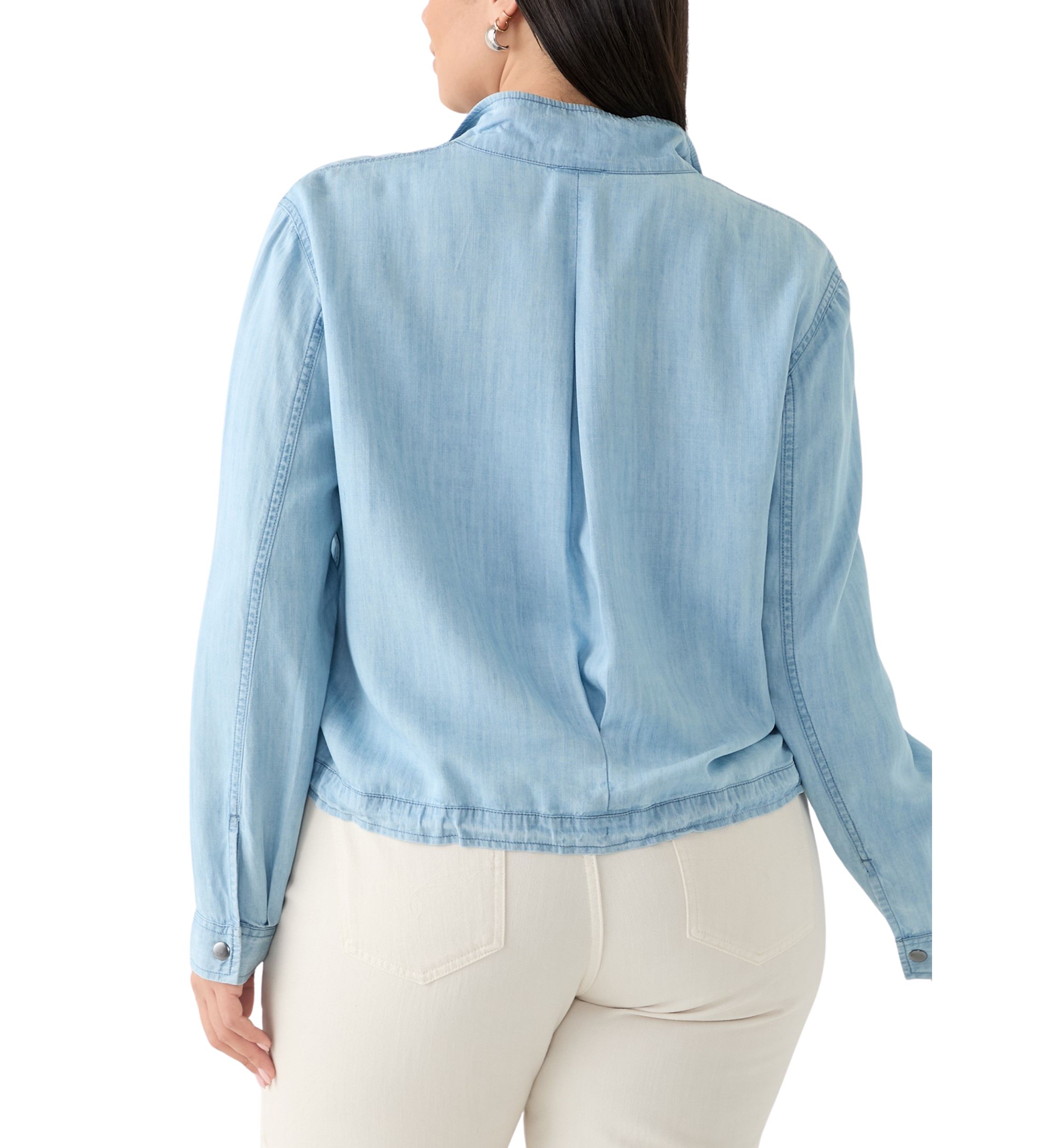 Plus Size Cropped Denim Jacket