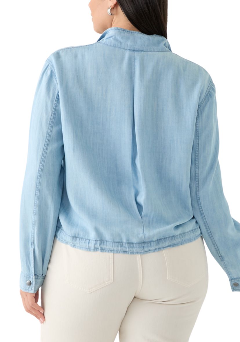 Plus Size Cropped Denim Jacket