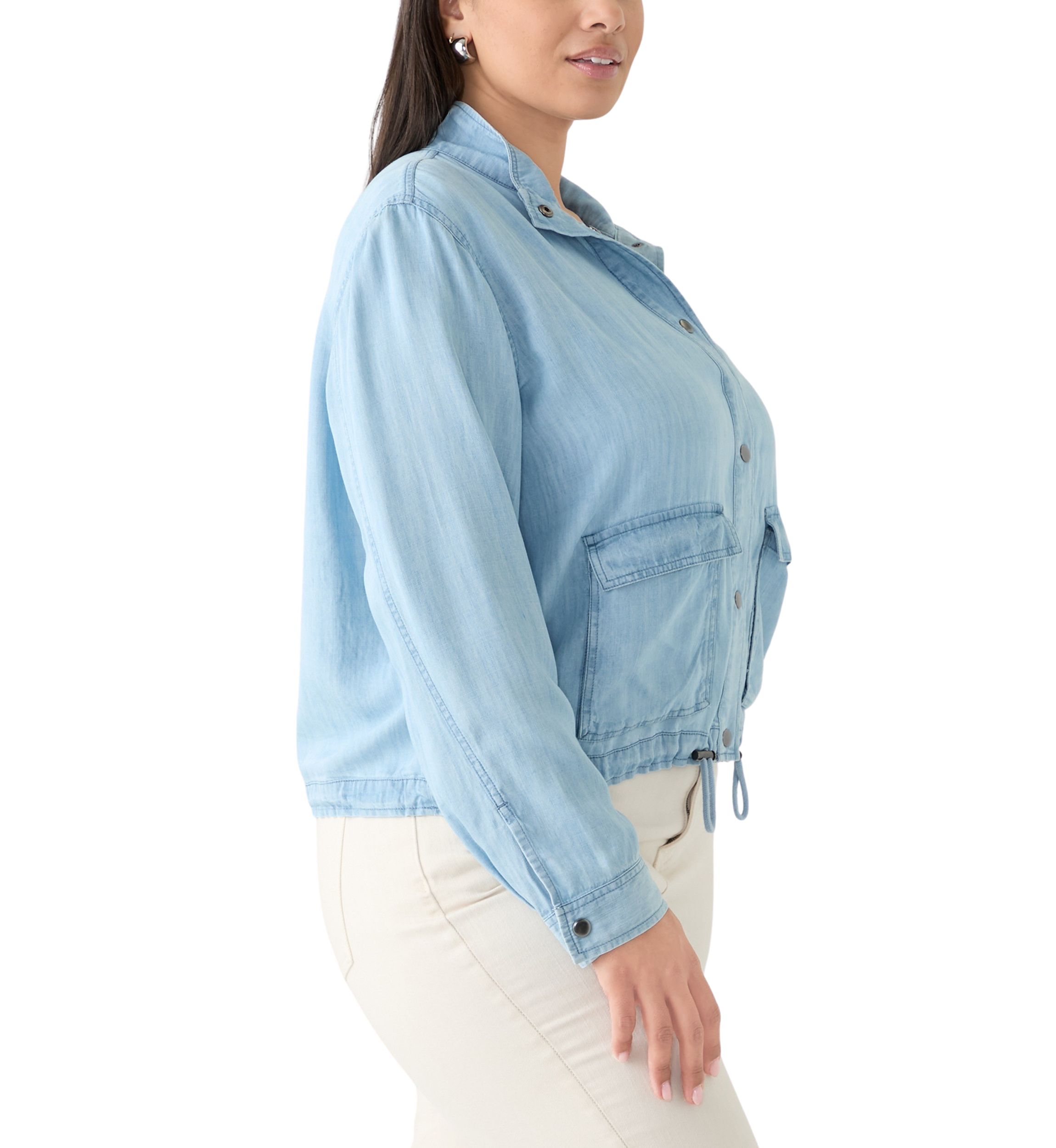 Plus Size Cropped Denim Jacket