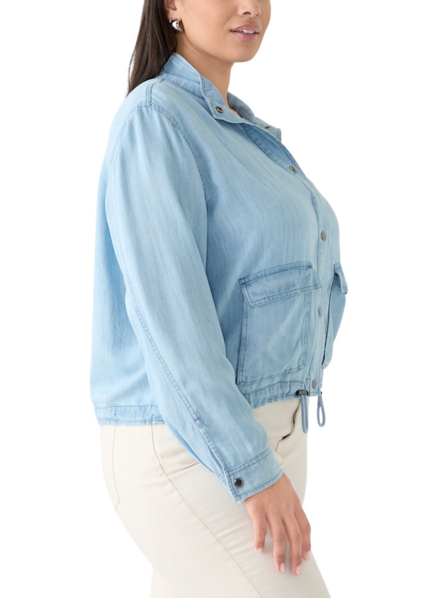 Plus Size Cropped Denim Jacket