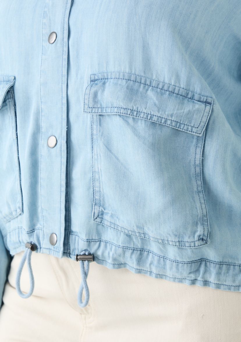 Plus Size Cropped Denim Jacket