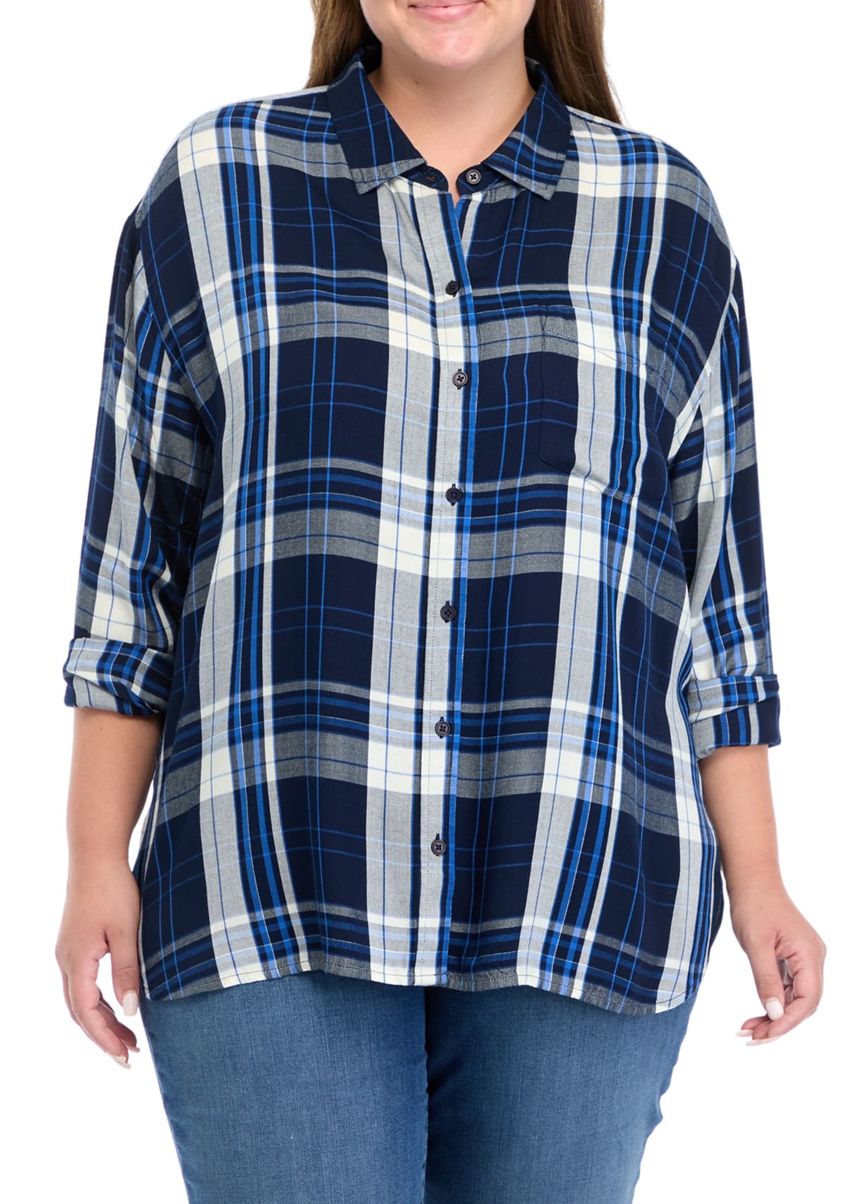 Plus Size Plaid Print Casual Shirt 