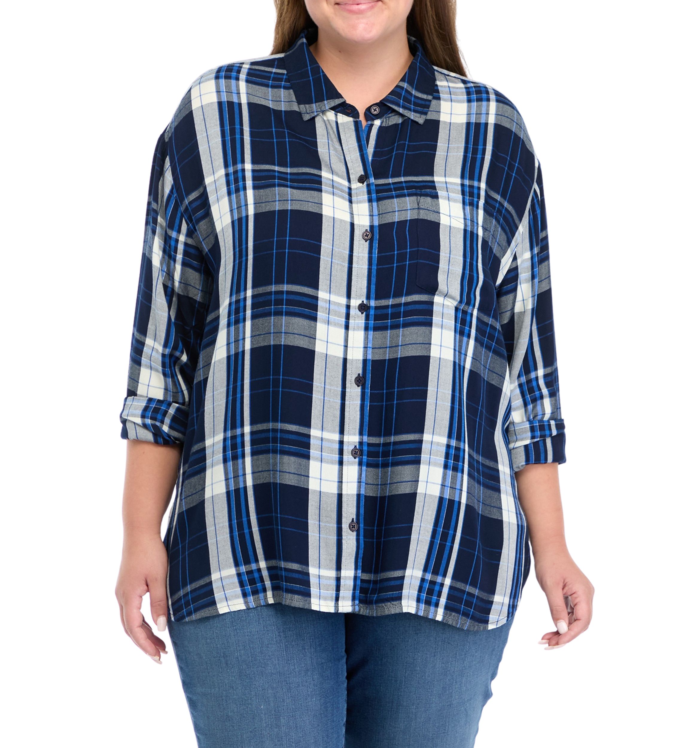 Plus Size Plaid Print Casual Shirt 