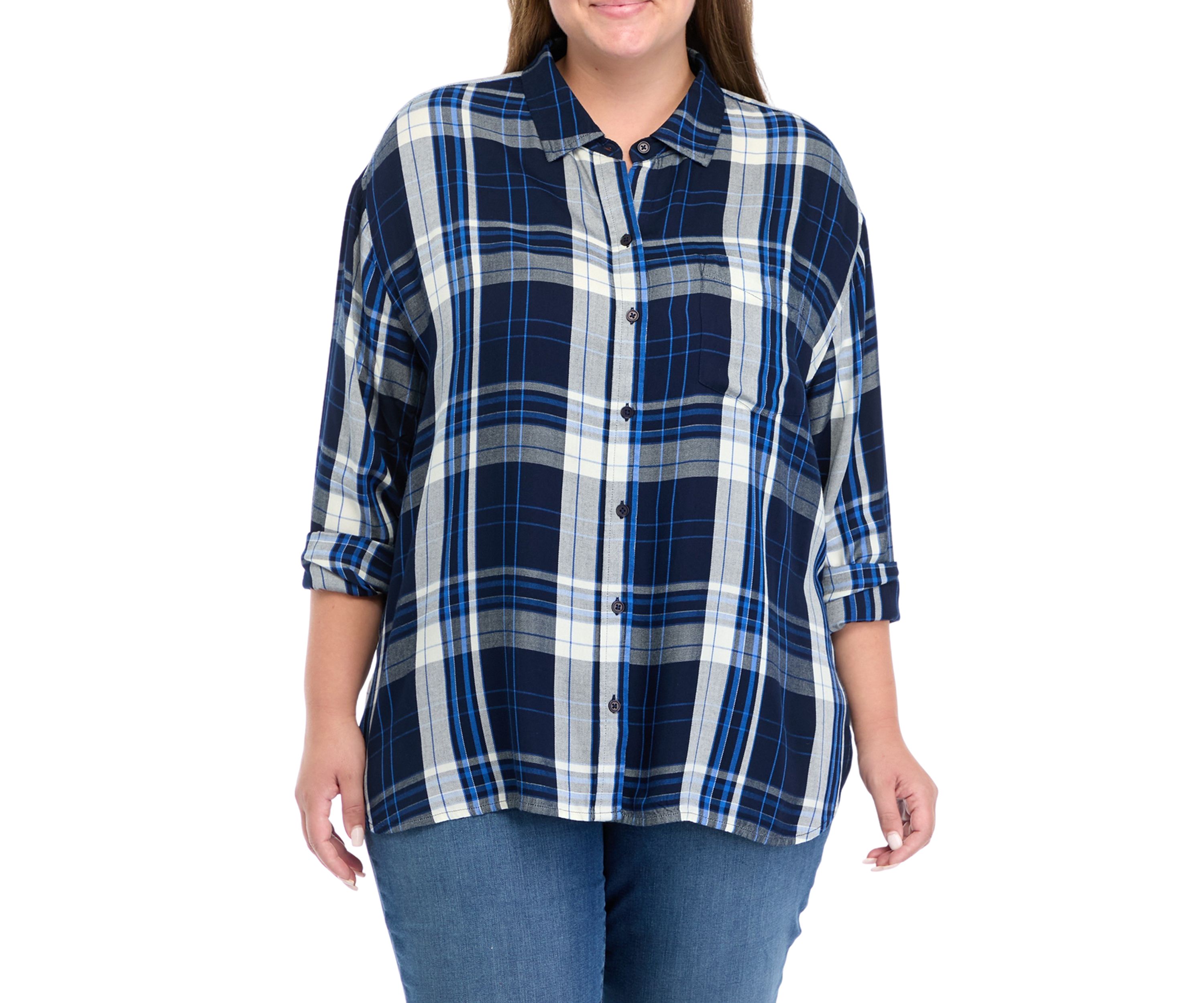 Plus Size Plaid Print Casual Shirt 