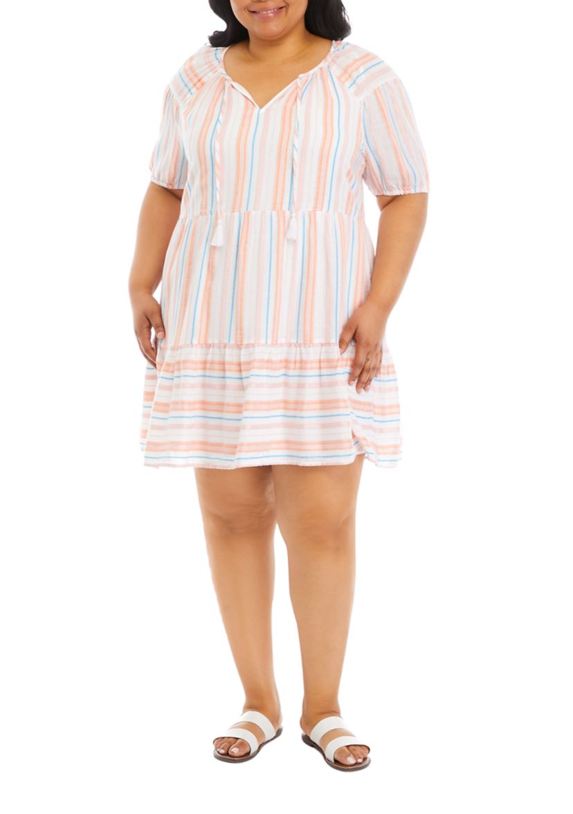 Plus Size Split Neck Mini Dress