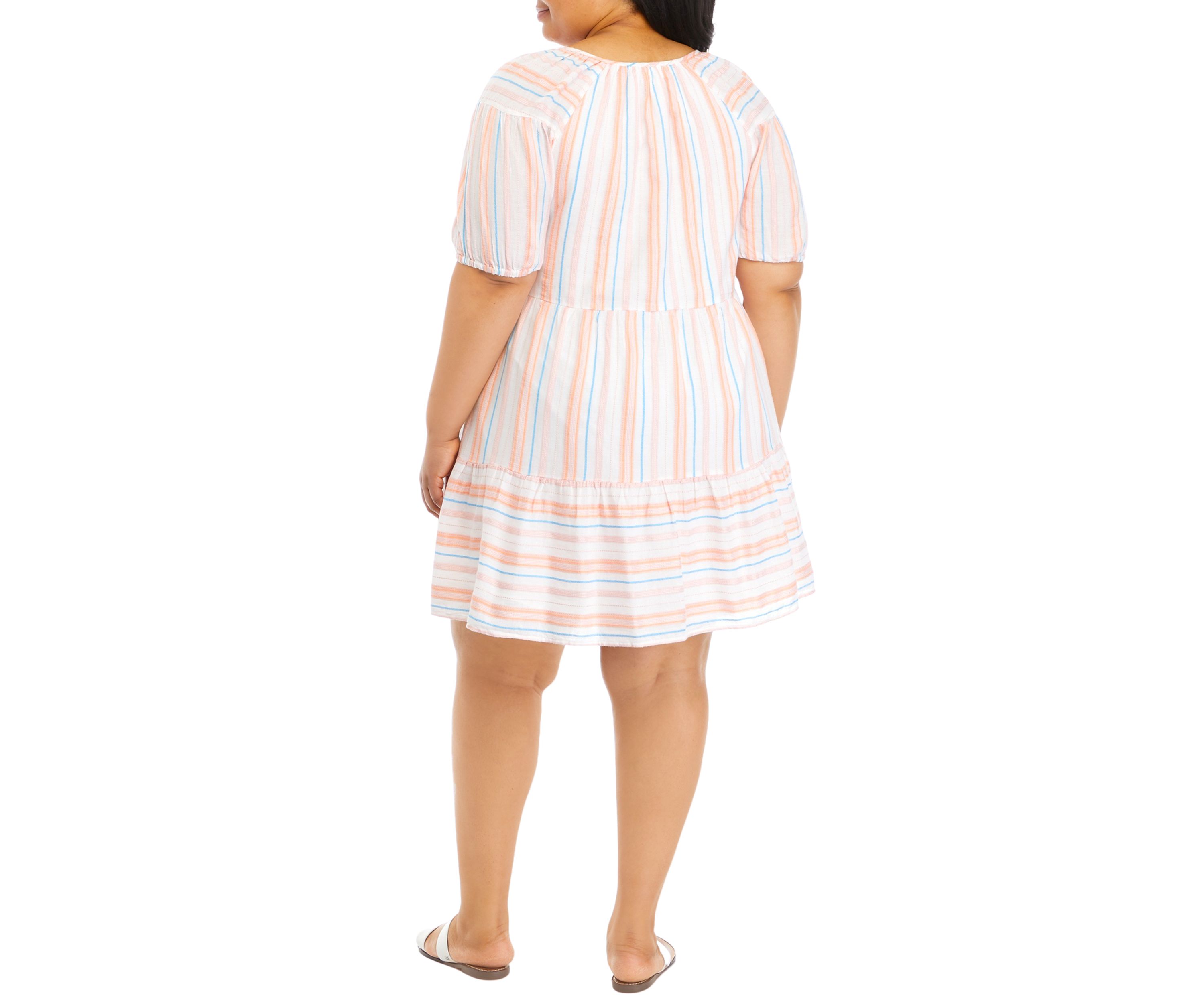 Plus Size Split Neck Mini Dress