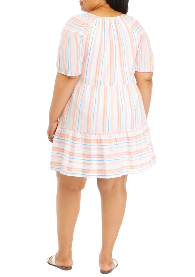 Plus Size Split Neck Mini Dress