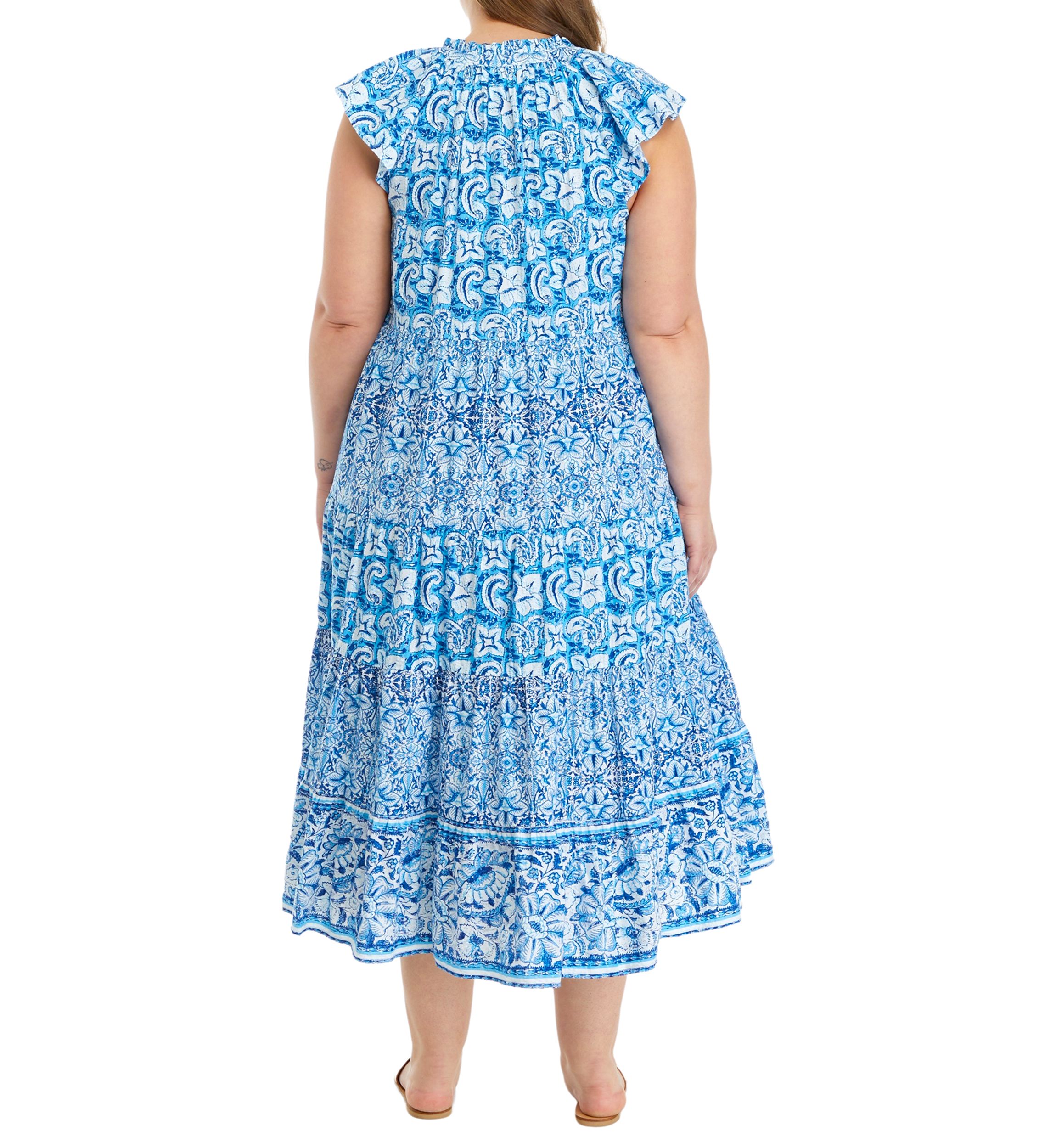 Plus Size Printed Tiered Maxi Dress