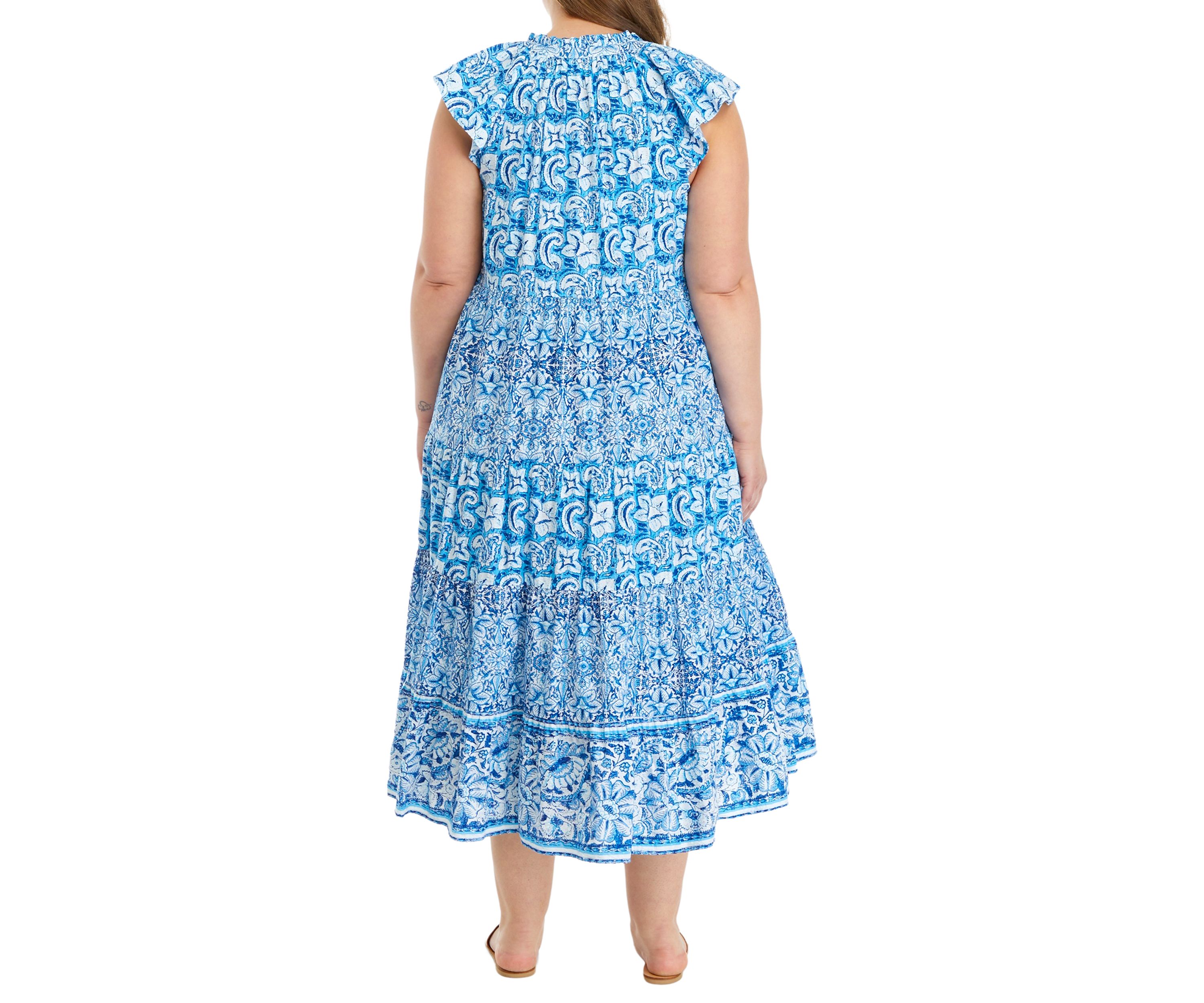 Plus Size Printed Tiered Maxi Dress