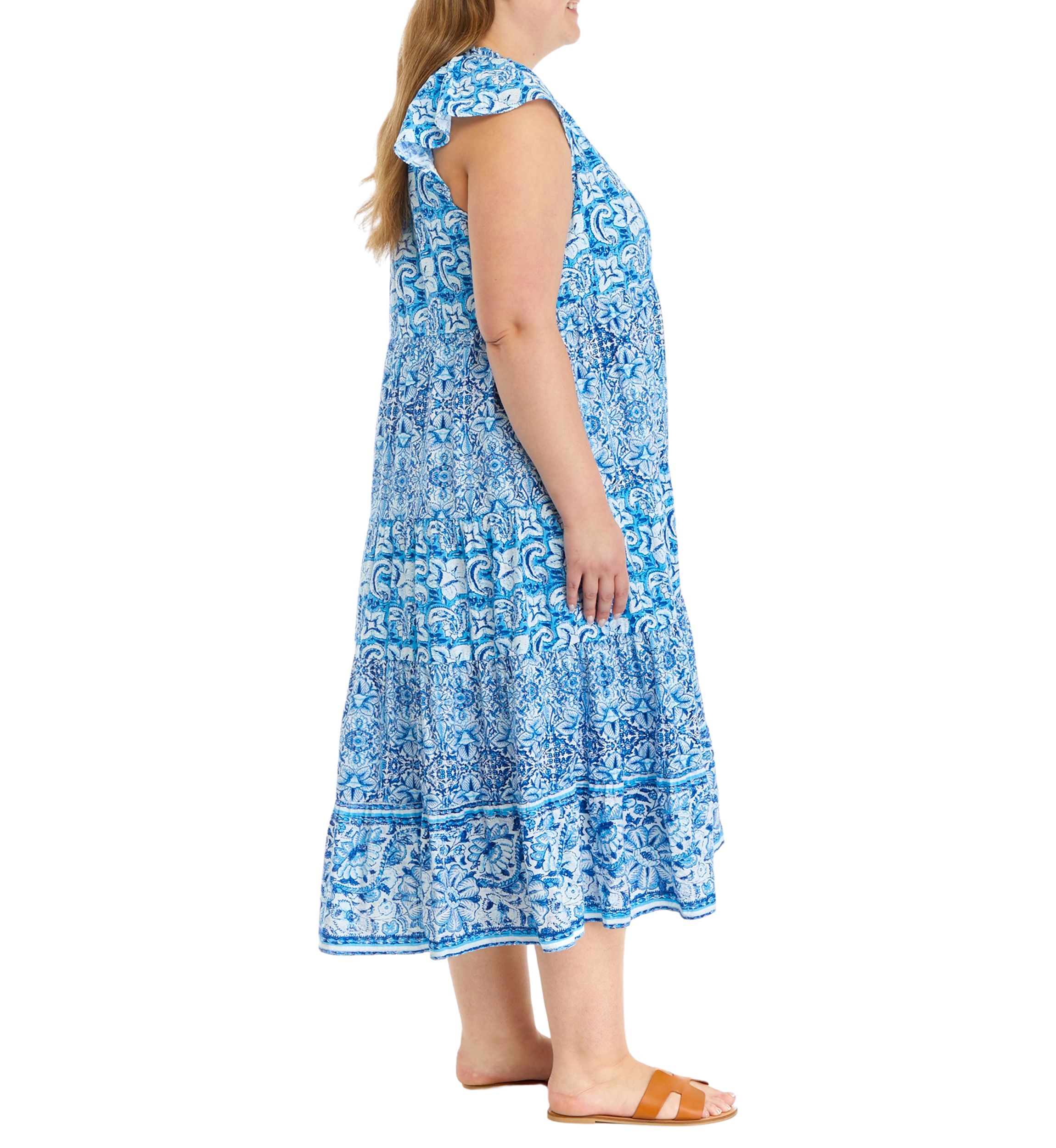 Plus Size Printed Tiered Maxi Dress