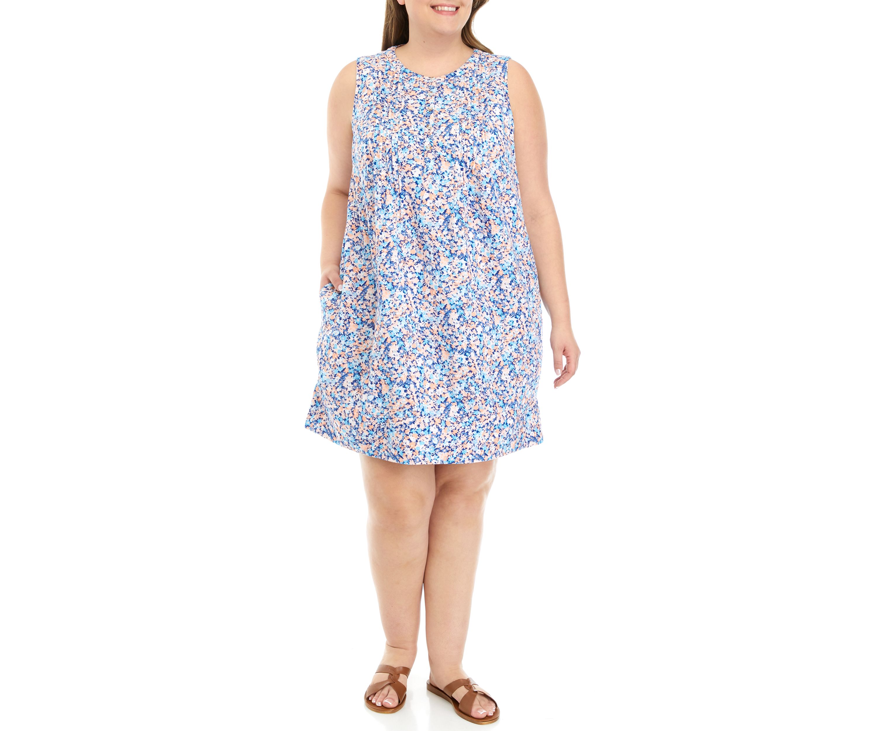 Plus Size Printed Pintuck Dress