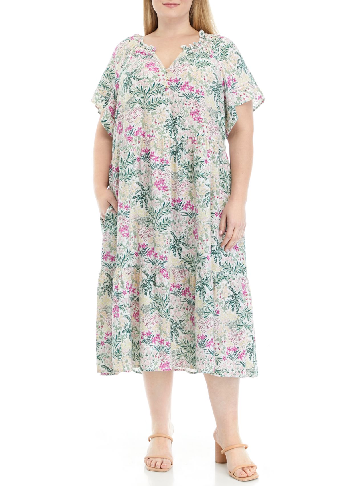 Plus Size Short Sleeve Peasant Dress